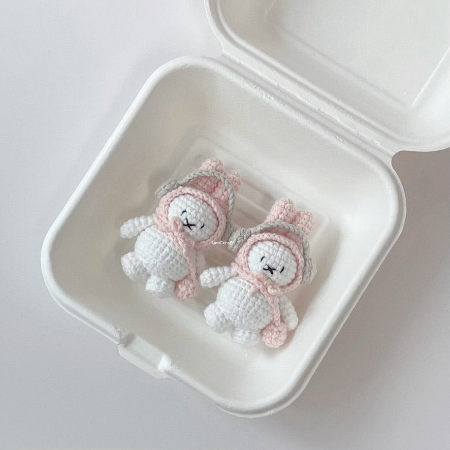 handicroft singapore handmade crochet mini miffy headphone pastel amigurumi keychain
