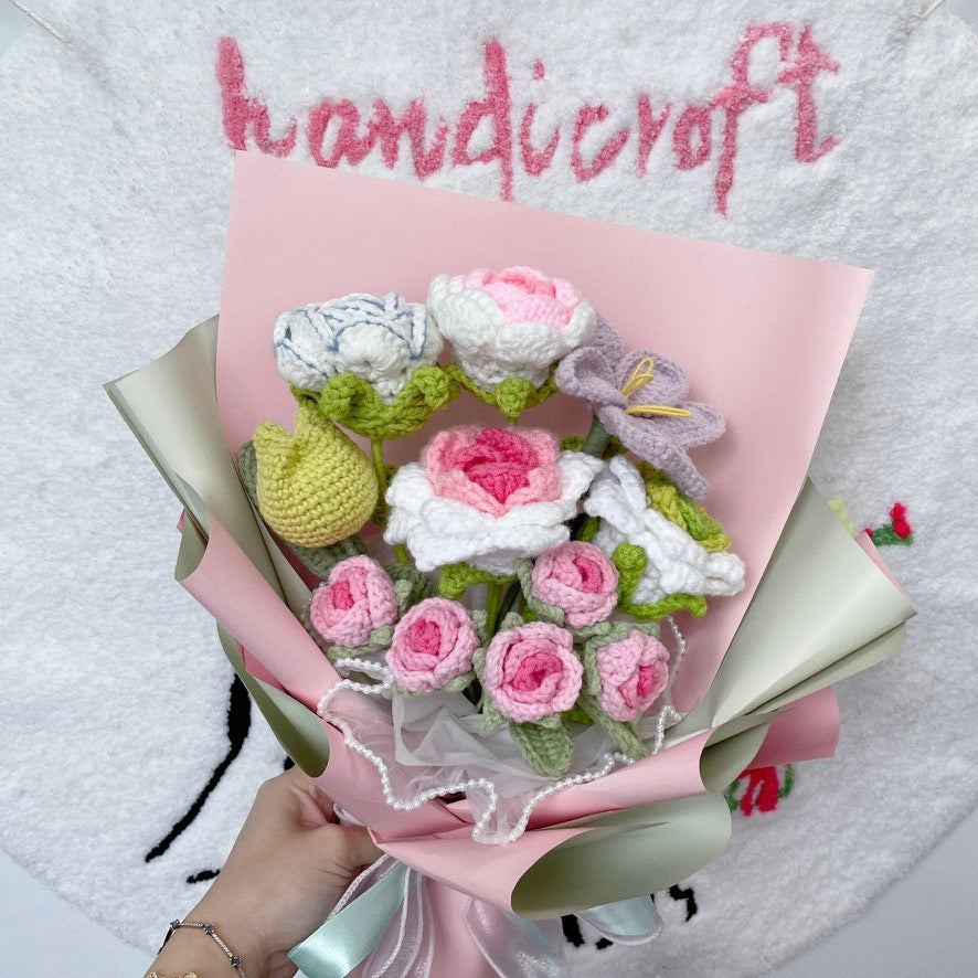 handicroft singapore handmade crochet pastel flower bouquet spring whispers