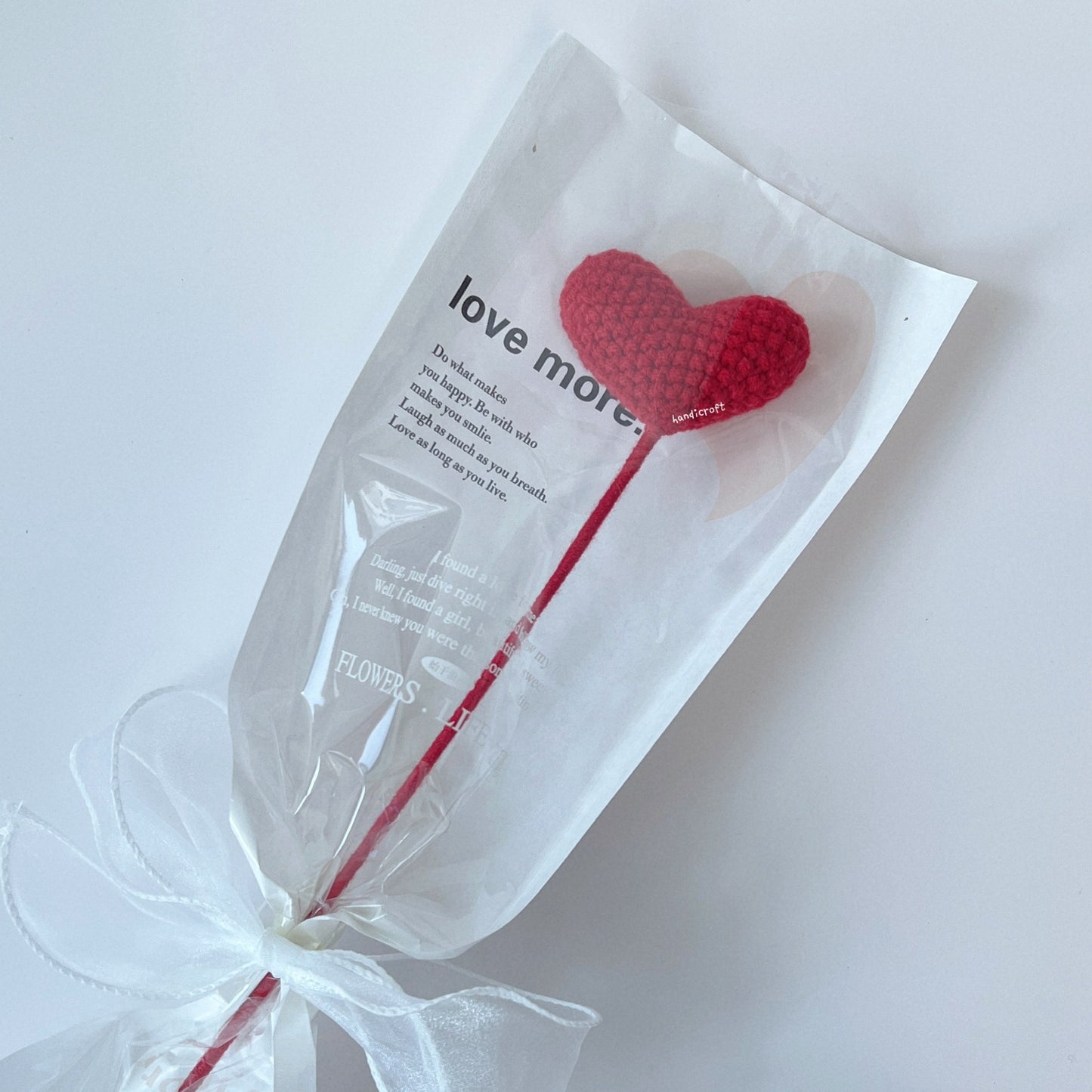 handicroft singapore handmade crochet red heart single stalk everlasting flower