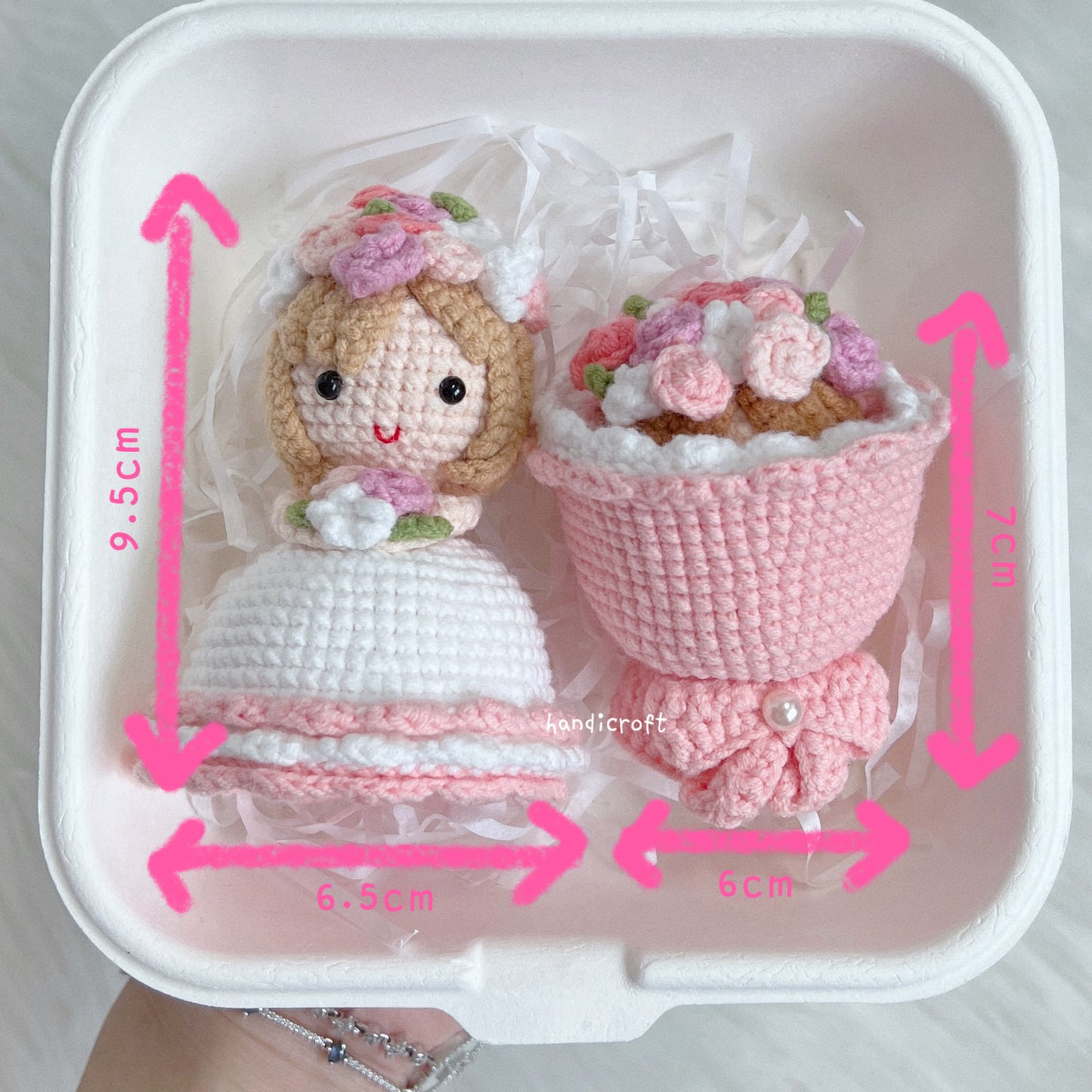 handicroft singapore handmade crochet reversible bride flower bouquet amigurumi pink