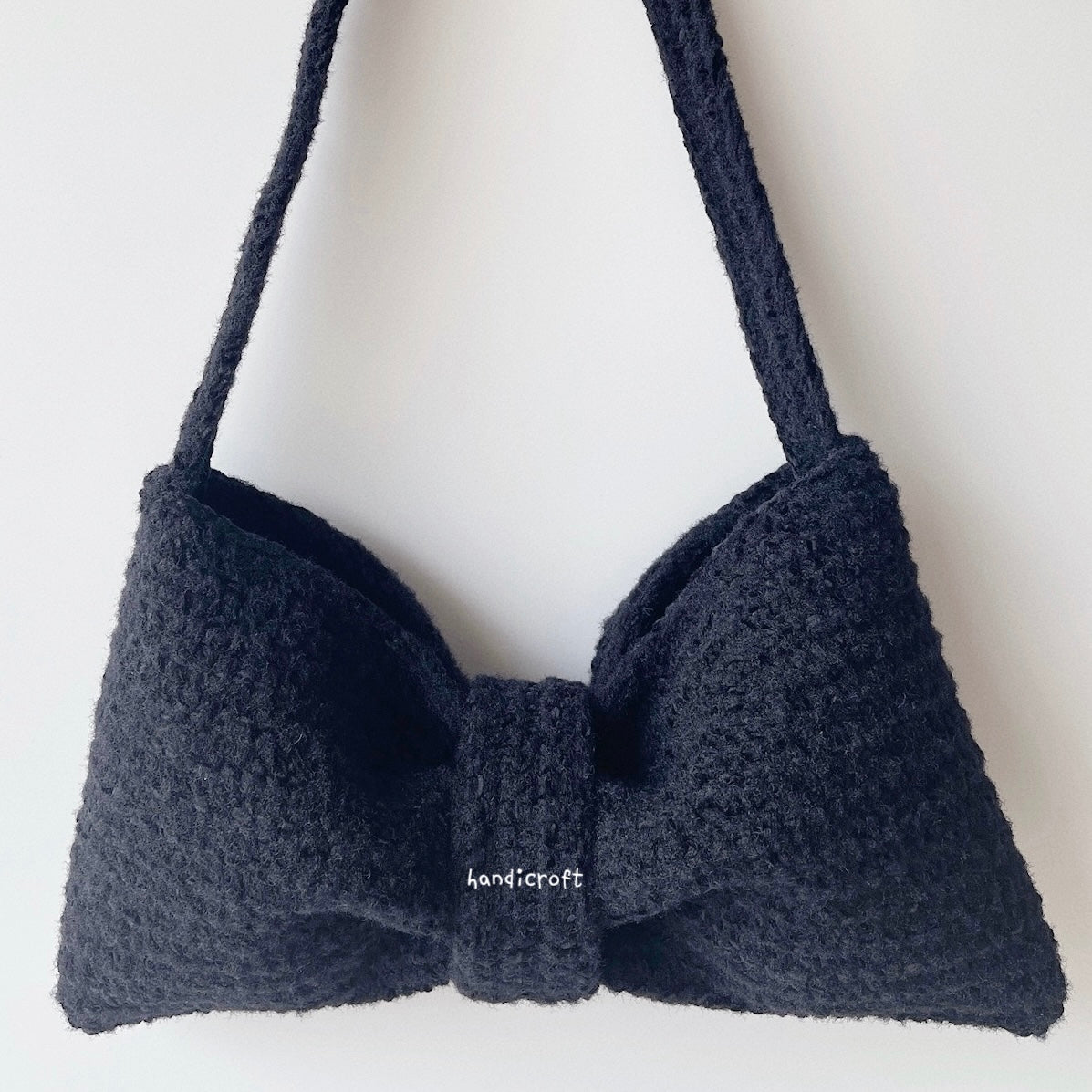 handicroft singapore handmade crochet ribbon bow shoulder bag coquette aesthetic accessory