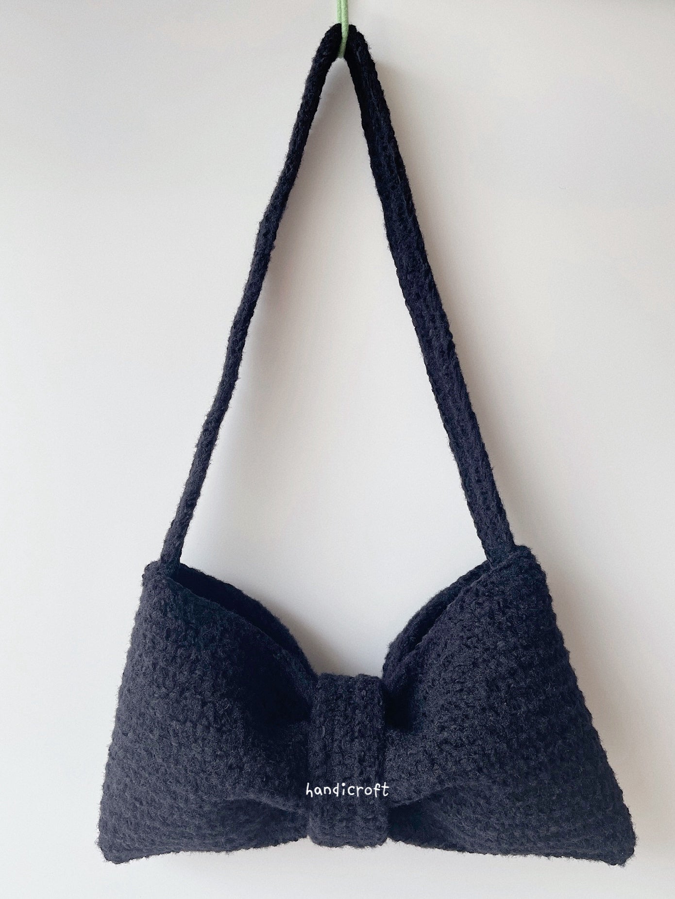 handicroft singapore handmade crochet ribbon bow shoulder bag coquette aesthetic accessory