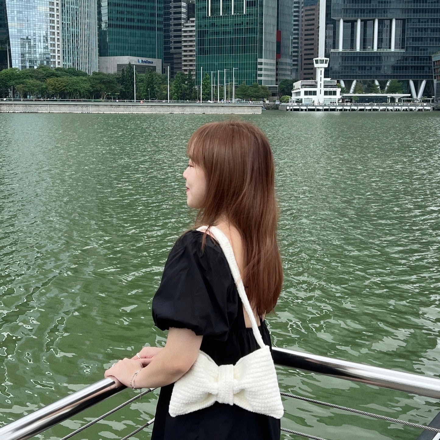 handicroft singapore handmade crochet ribbon bow shoulder bag coquette aesthetic accessory