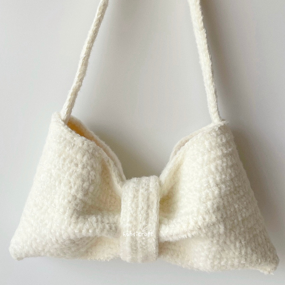 handicroft singapore handmade crochet ribbon bow shoulder bag coquette aesthetic accessory