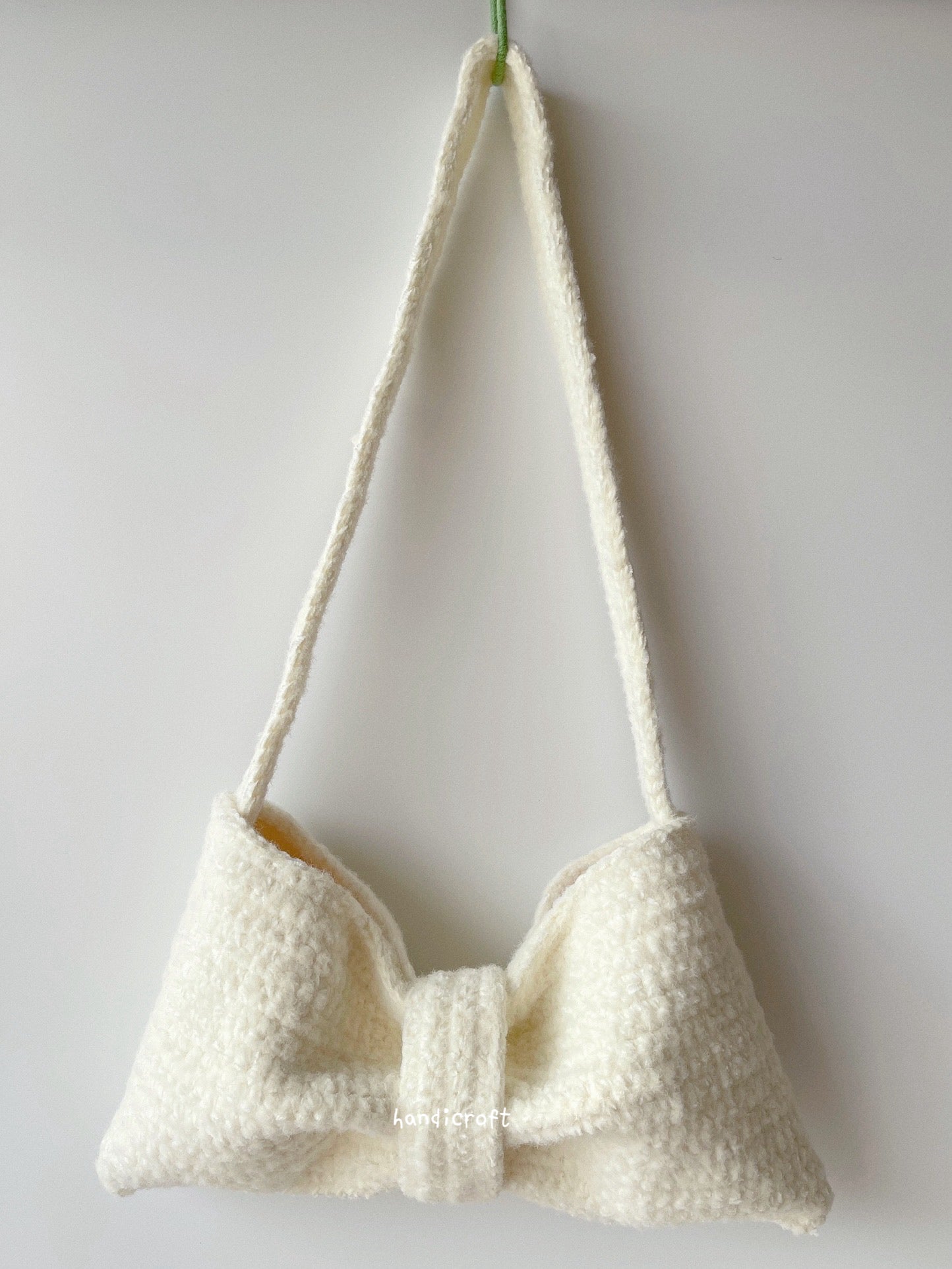 handicroft singapore handmade crochet ribbon bow shoulder bag coquette aesthetic accessory