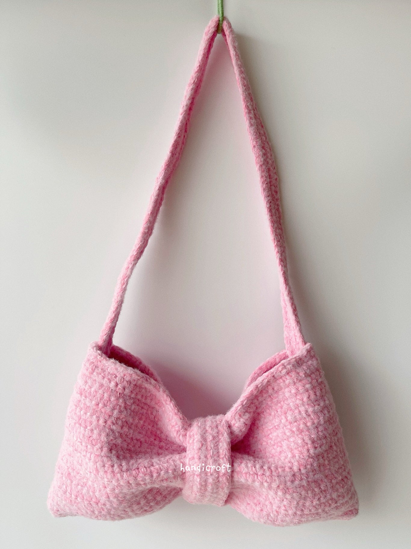 handicroft singapore handmade crochet ribbon bow shoulder bag coquette aesthetic accessory