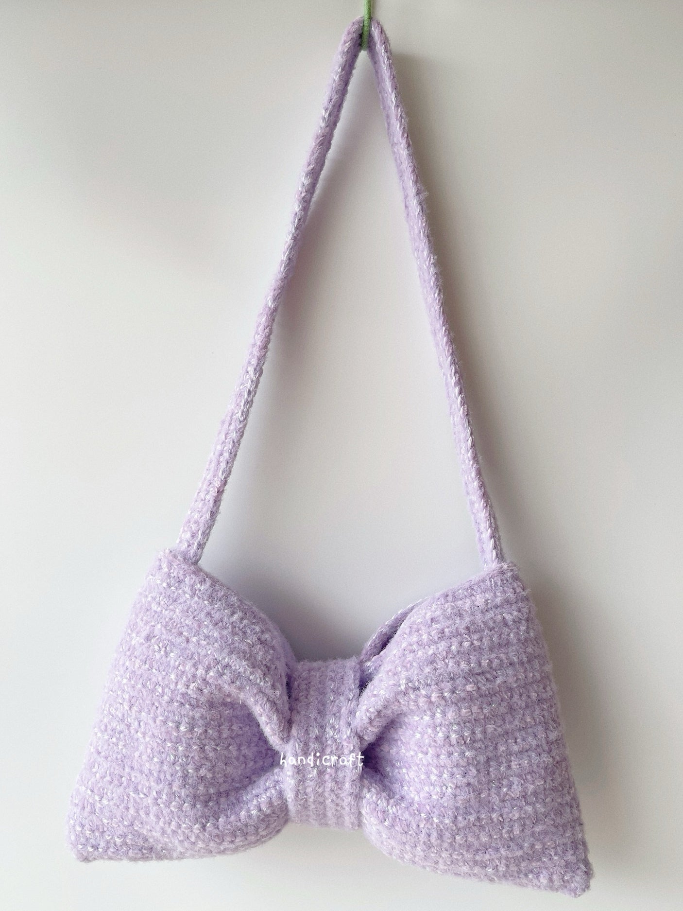 handicroft singapore handmade crochet ribbon bow shoulder bag coquette aesthetic accessory