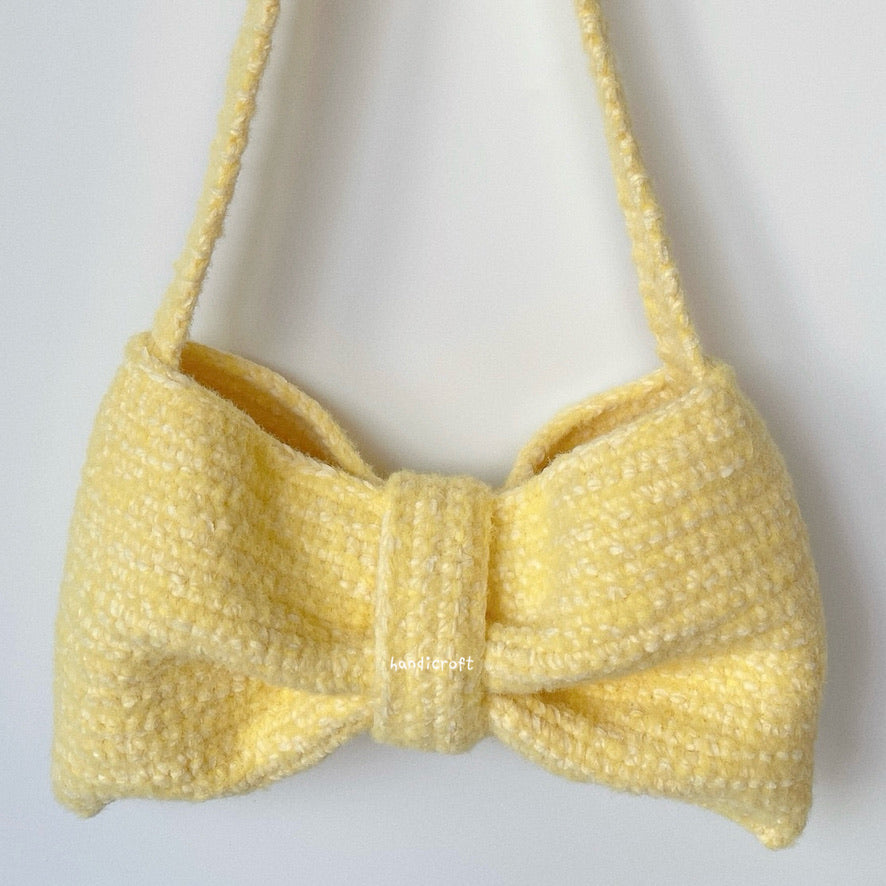 handicroft singapore handmade crochet ribbon bow shoulder bag coquette aesthetic accessory