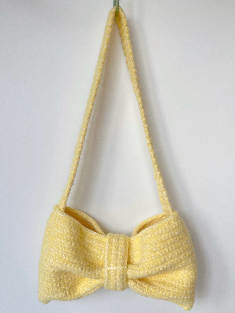 handicroft singapore handmade crochet ribbon bow shoulder bag coquette aesthetic accessory