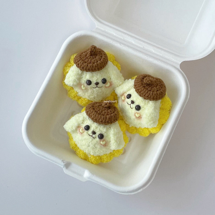 handicroft singapore handmade crochet sanrio character pompompurin pudding amigurumi keychain