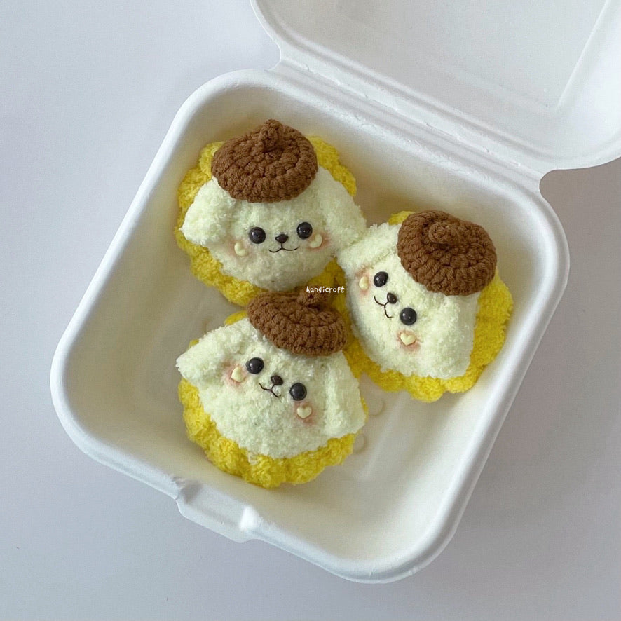 handicroft singapore handmade crochet sanrio character pompompurin pudding amigurumi keychain