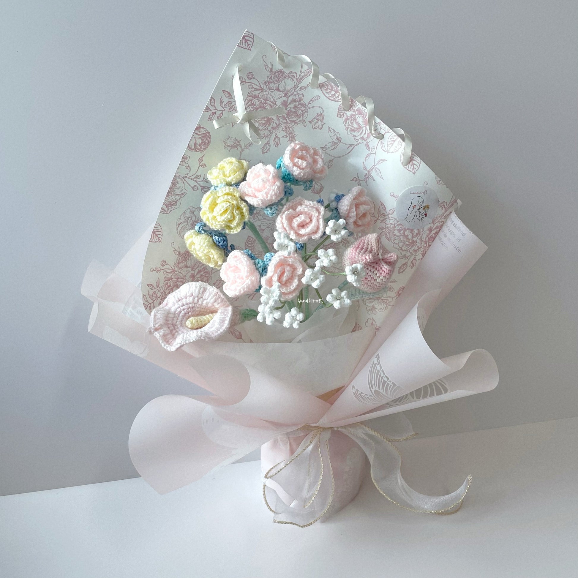handicroft singapore handmade crochet special pastel flower bouquet with love always