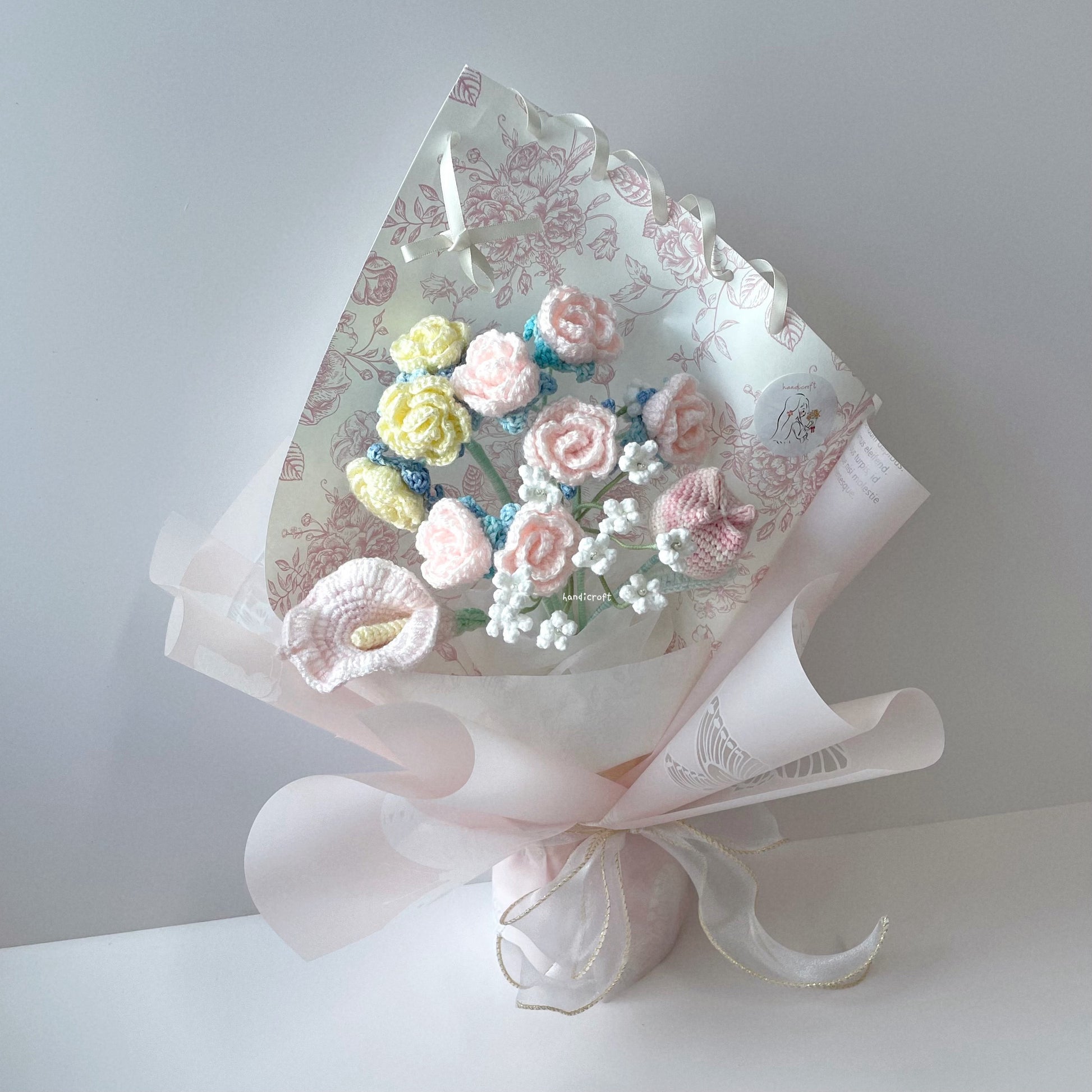 handicroft singapore handmade crochet special pastel flower bouquet with love always