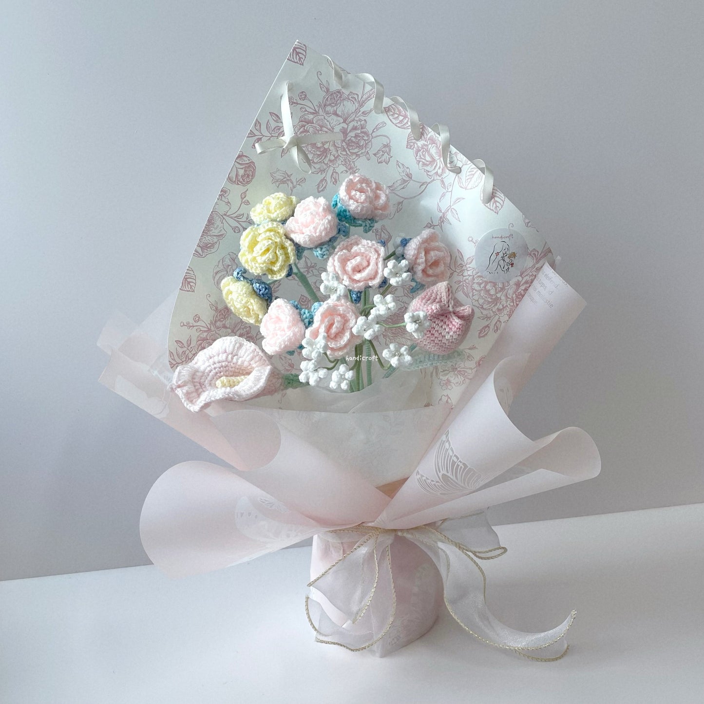 handicroft singapore handmade crochet special pastel flower bouquet with love always