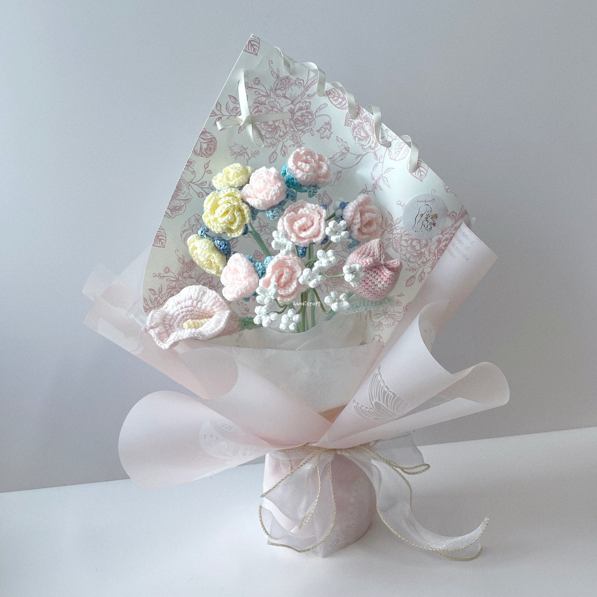 handicroft singapore handmade crochet special pastel flower bouquet with love always