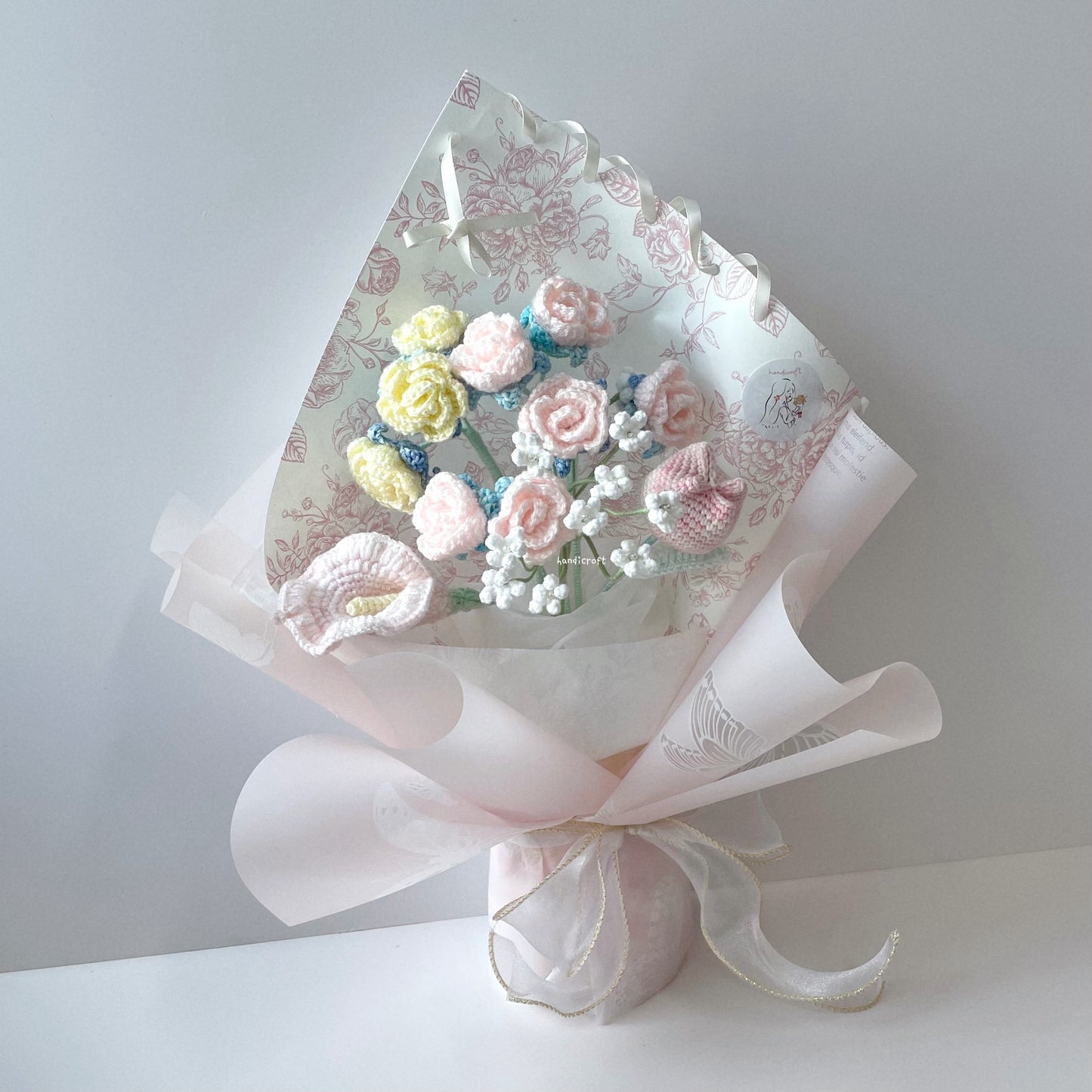 handicroft singapore handmade crochet special pastel flower bouquet with love always