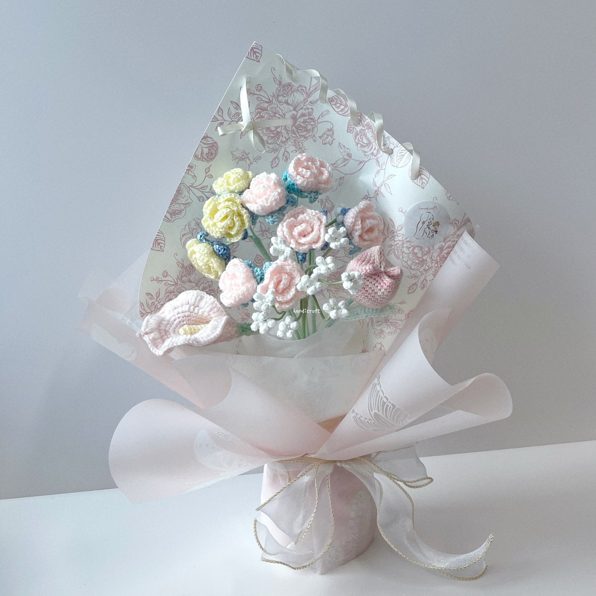 handicroft singapore handmade crochet special pastel flower bouquet with love always