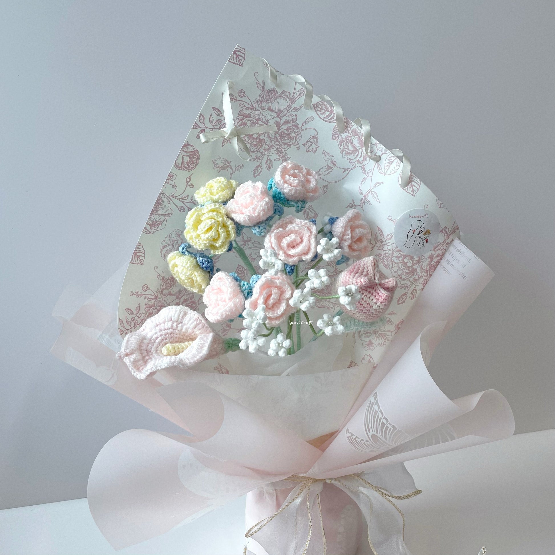handicroft singapore handmade crochet special pastel flower bouquet with love always
