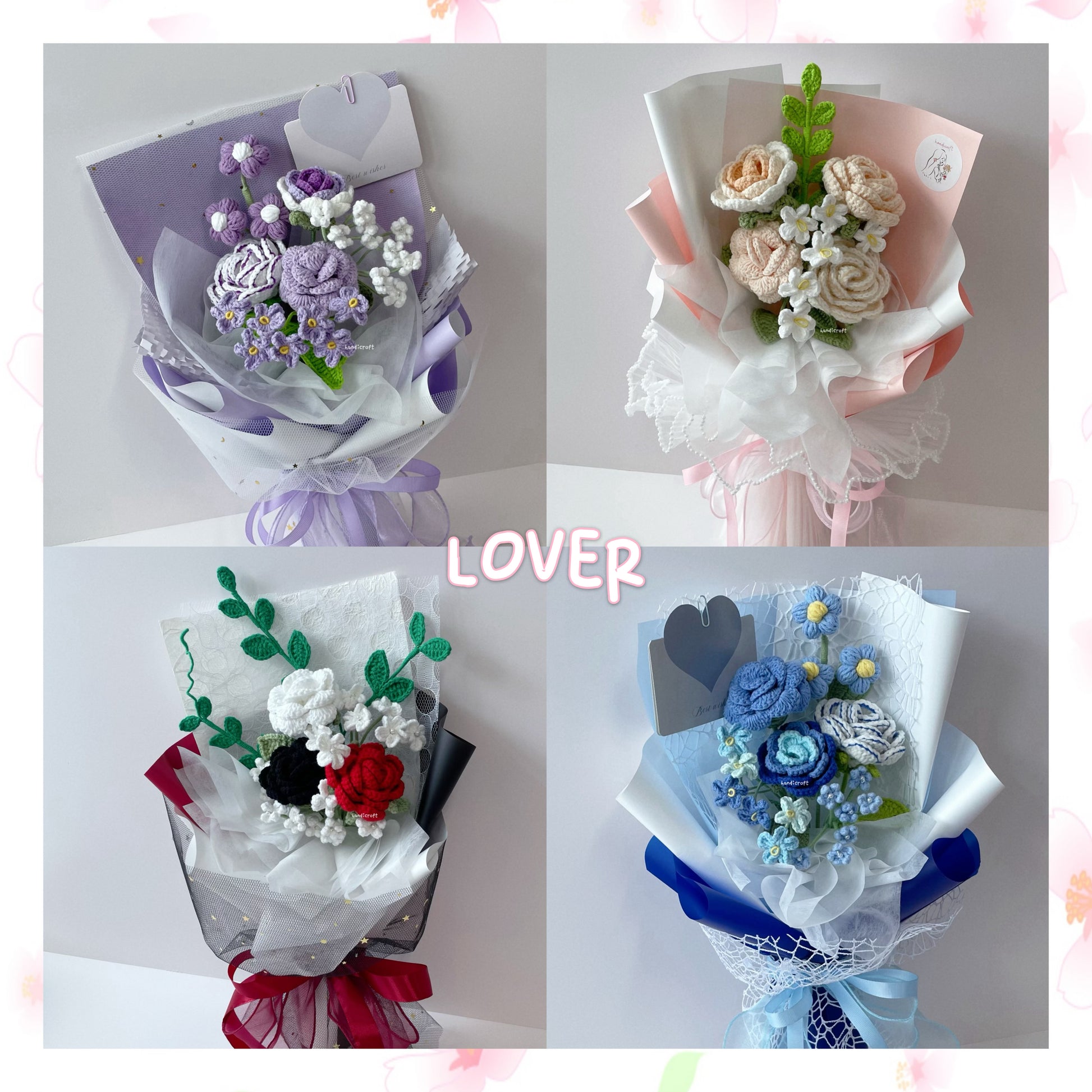 handicroft singapore handmade crochet special roses flower bouquet lover