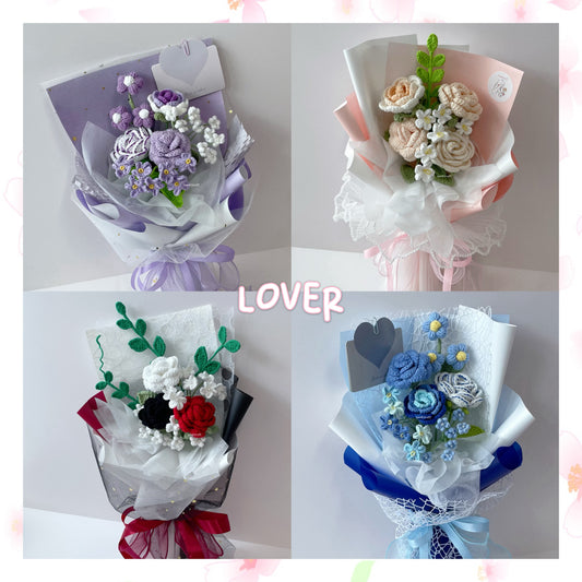 handicroft singapore handmade crochet special roses flower bouquet lover