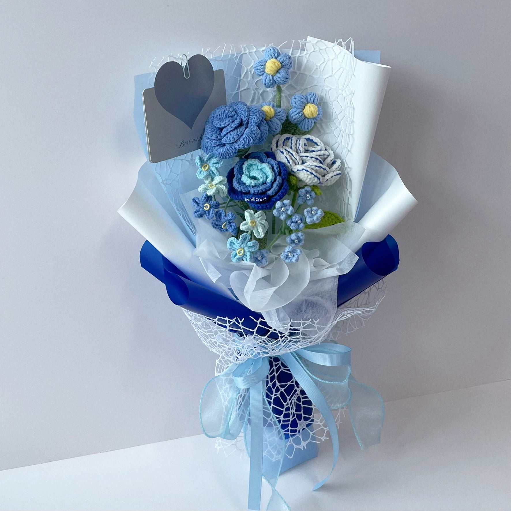 handicroft singapore handmade crochet special roses flower bouquet lover blue