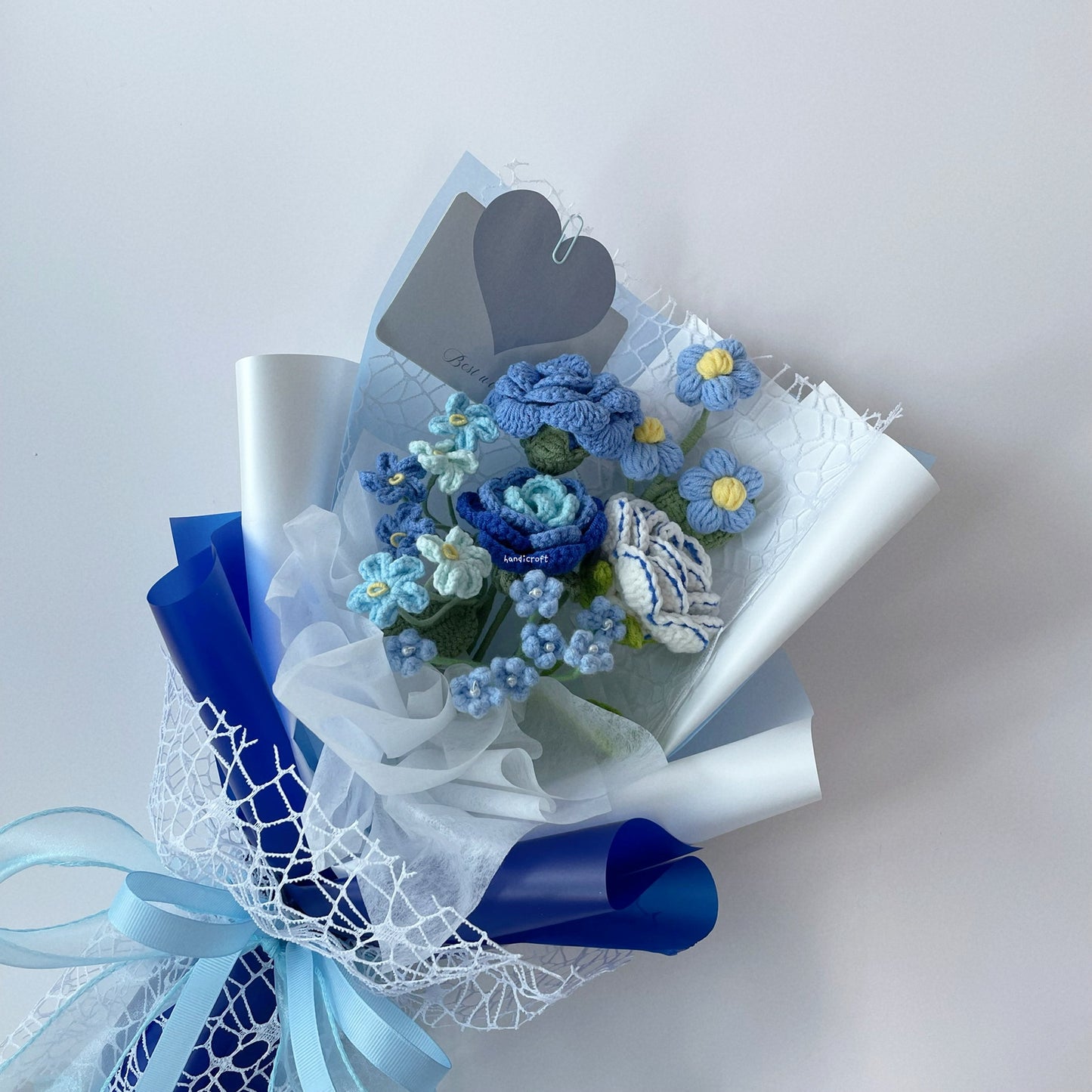 handicroft singapore handmade crochet special roses flower bouquet lover blue