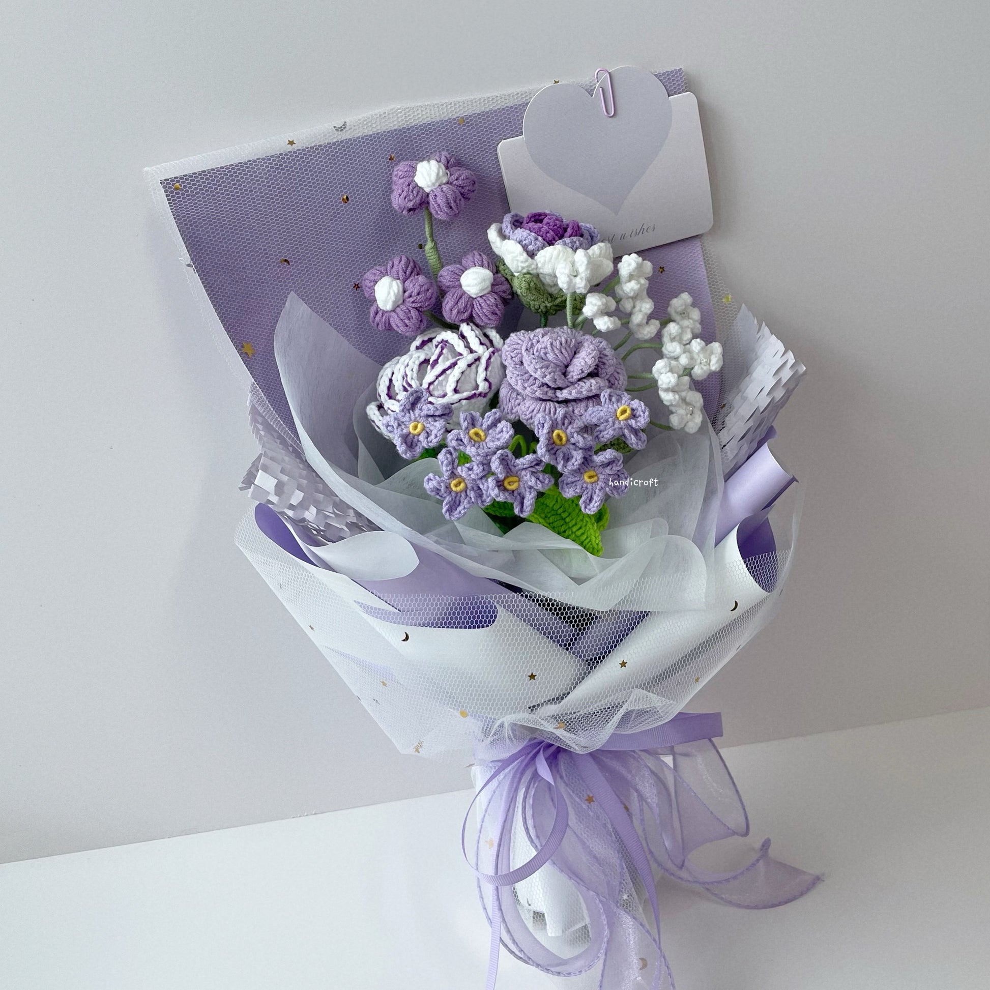 handicroft singapore handmade crochet special roses flower bouquet lover purple
