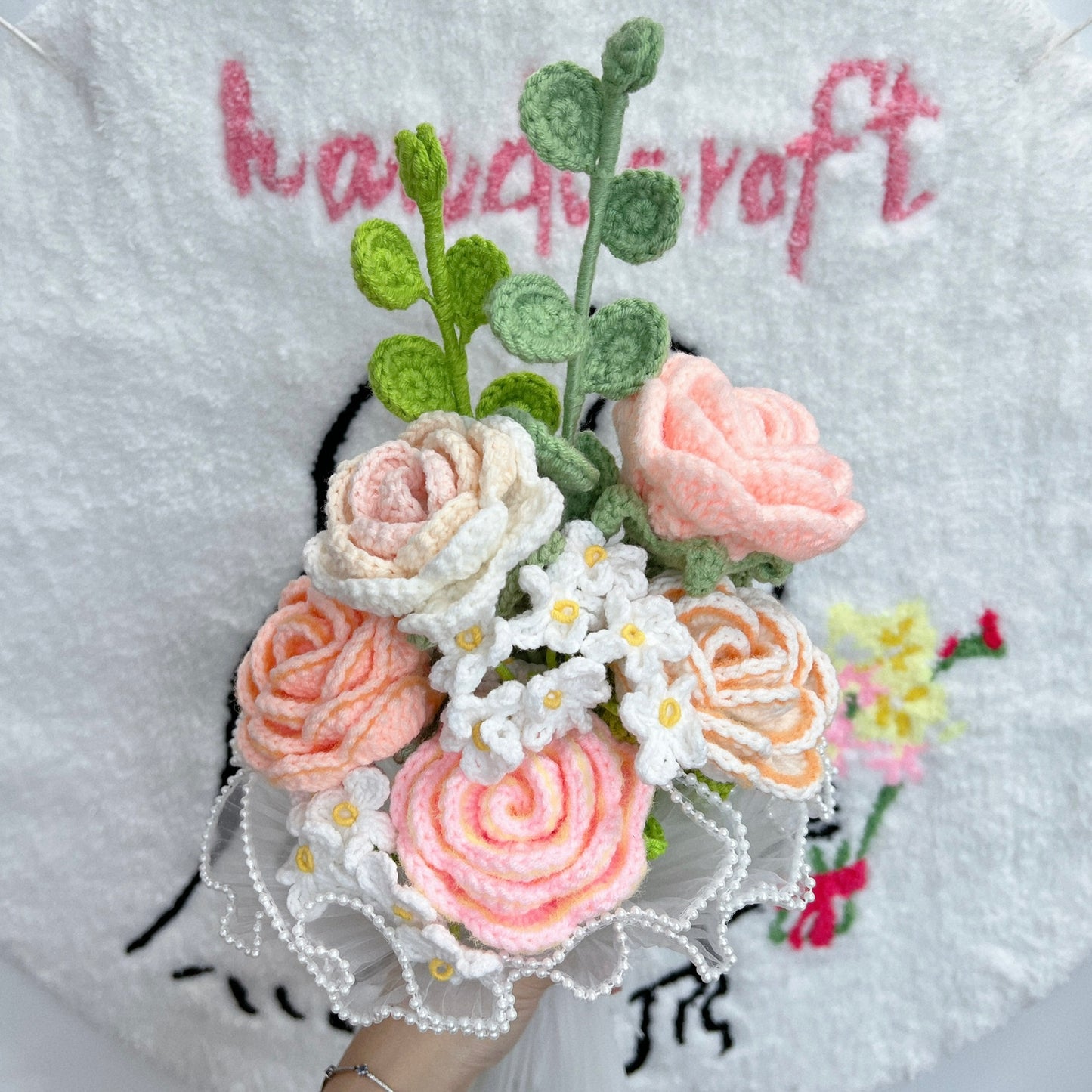 handicroft singapore handmade crochet special roses flower bouquet you & me, always