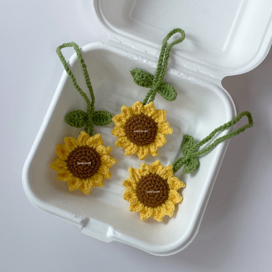 handicroft singapore handmade crochet sunflower mini amigurumi bag charm hanging accessory