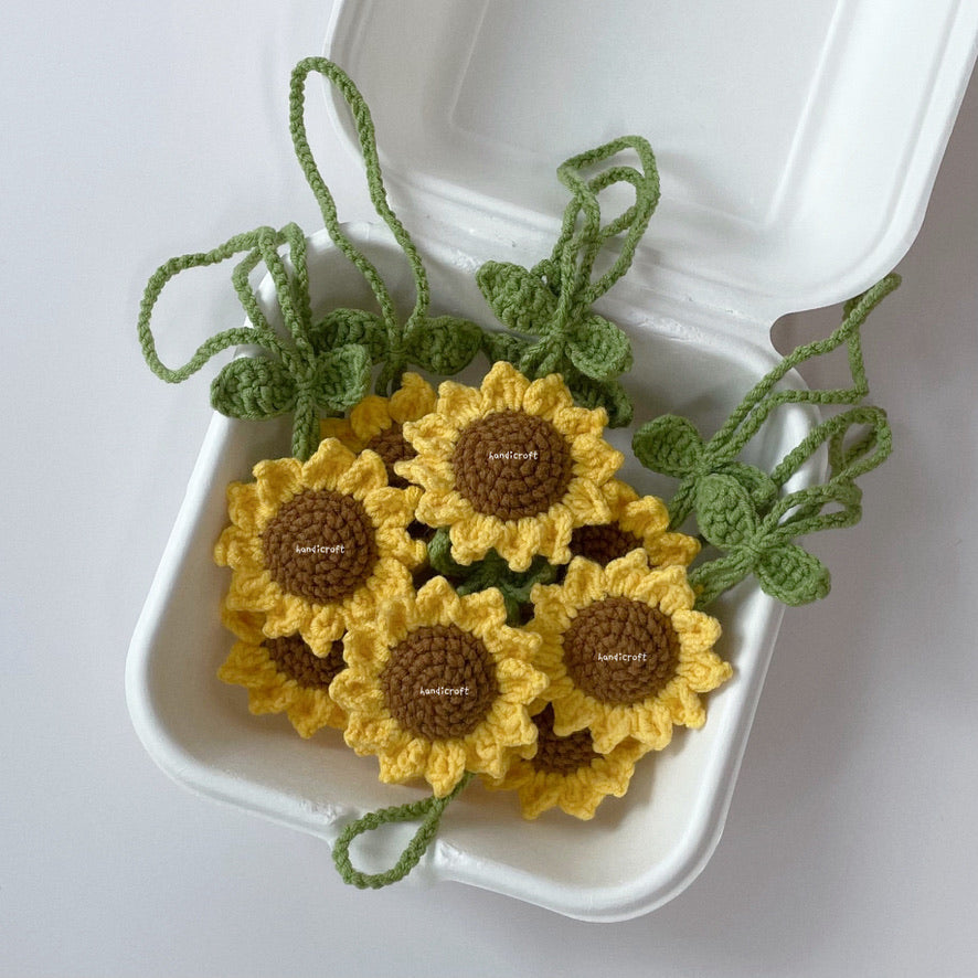 handicroft singapore handmade crochet sunflower mini amigurumi bag charm hanging accessory