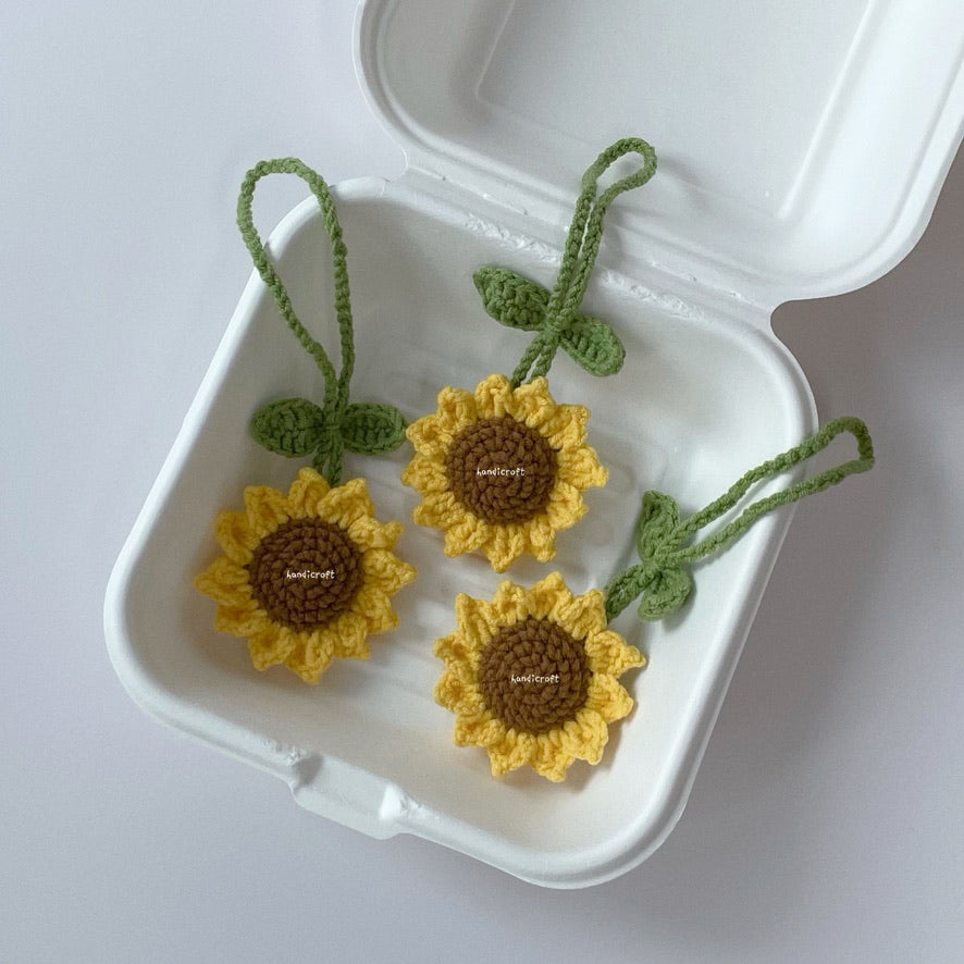 handicroft singapore handmade crochet sunflower mini amigurumi bag charm hanging accessory