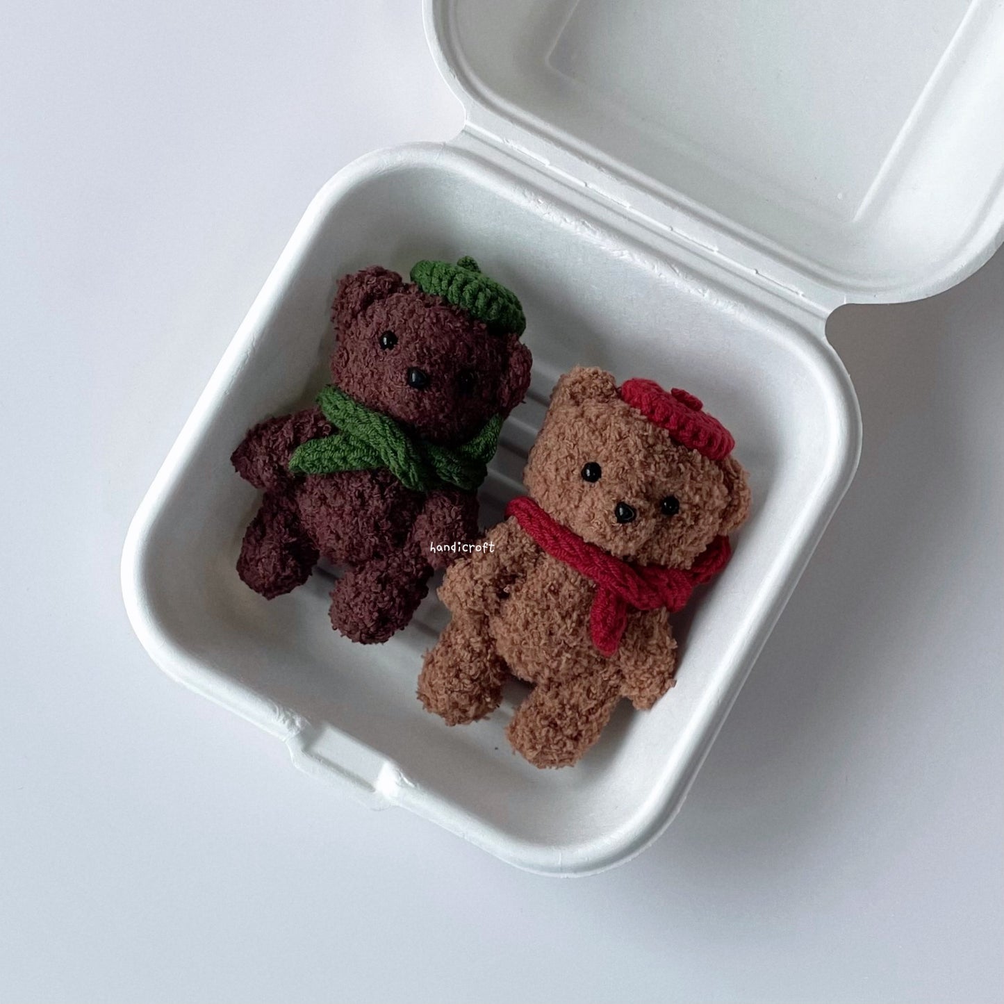 handicroft singapore handmade crochet teddy bear amigurumi keychain light and dark brown