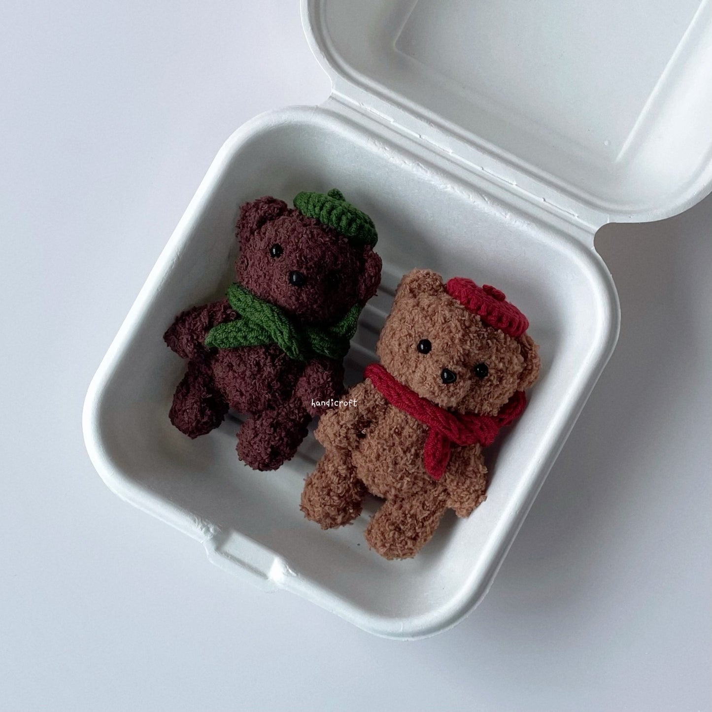 handicroft singapore handmade crochet teddy bear amigurumi keychain light and dark brown