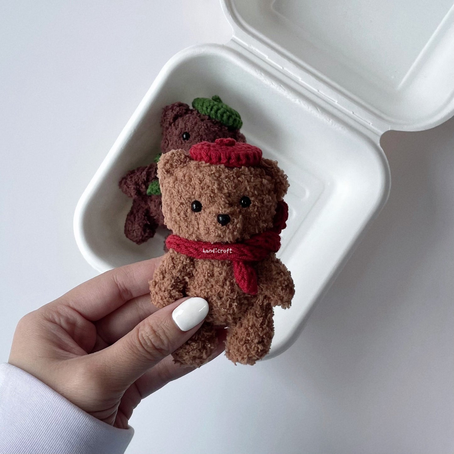 handicroft singapore handmade crochet teddy bear amigurumi keychain light brown