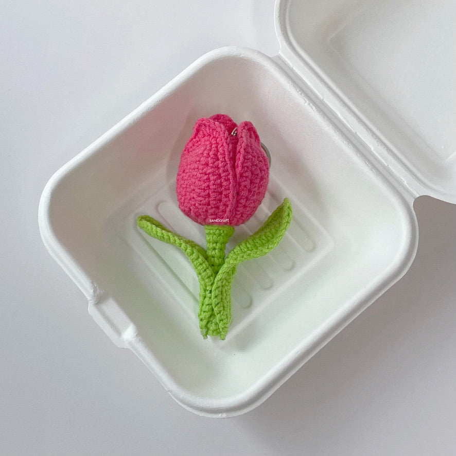 handicroft singapore handmade crochet tulip emoji amigurumi keychain