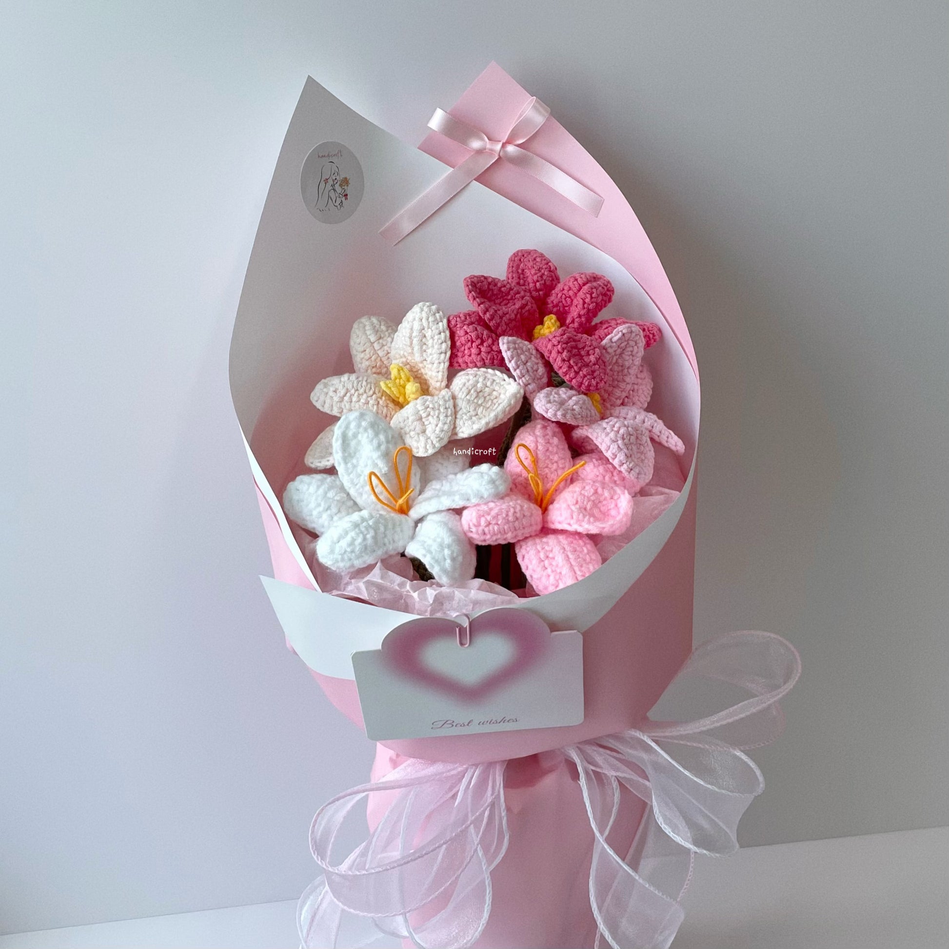 handicroft singpaore handmade crochet open tulips everlasting flower bouquet tulips in bloom pink