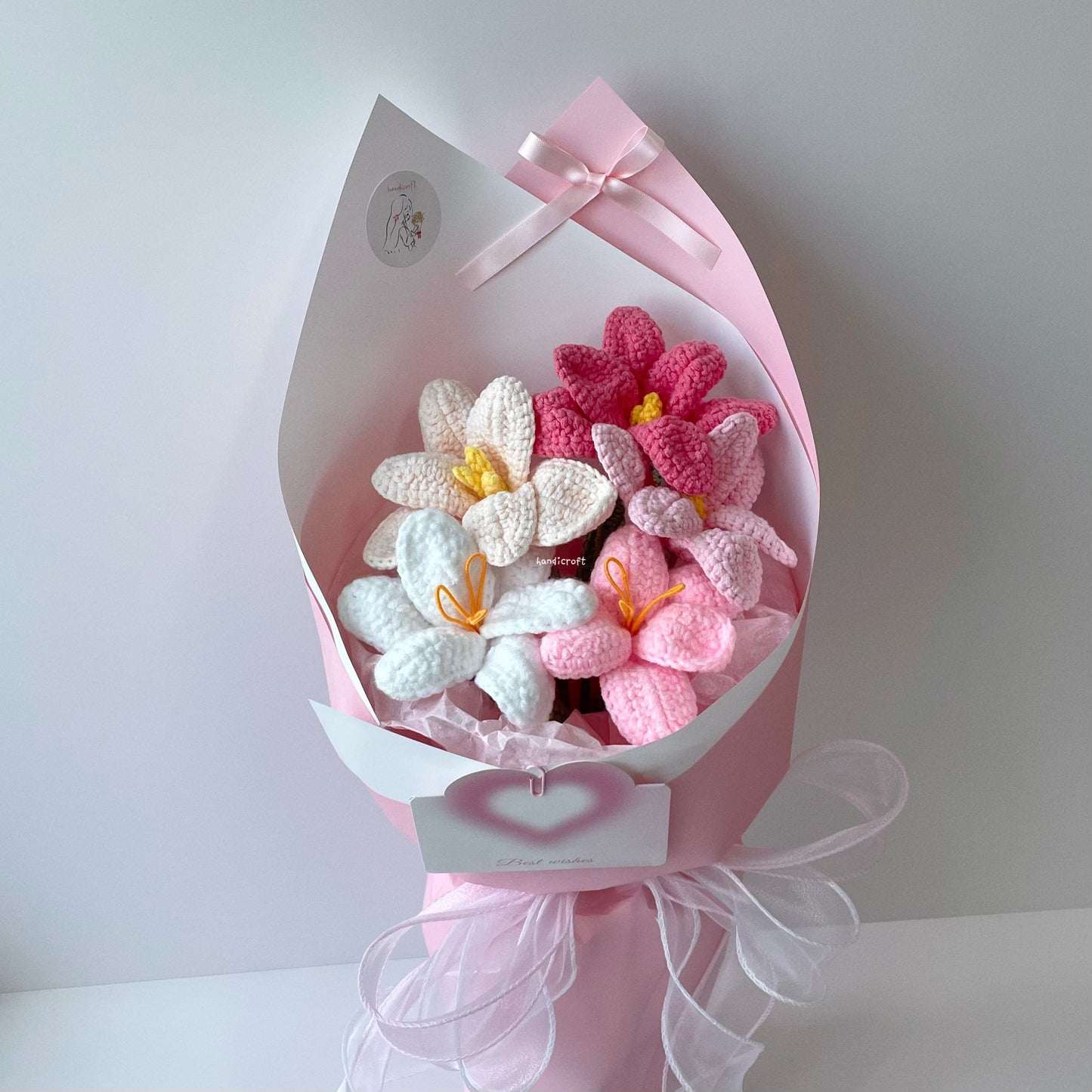 handicroft singpaore handmade crochet open tulips everlasting flower bouquet tulips in bloom pink