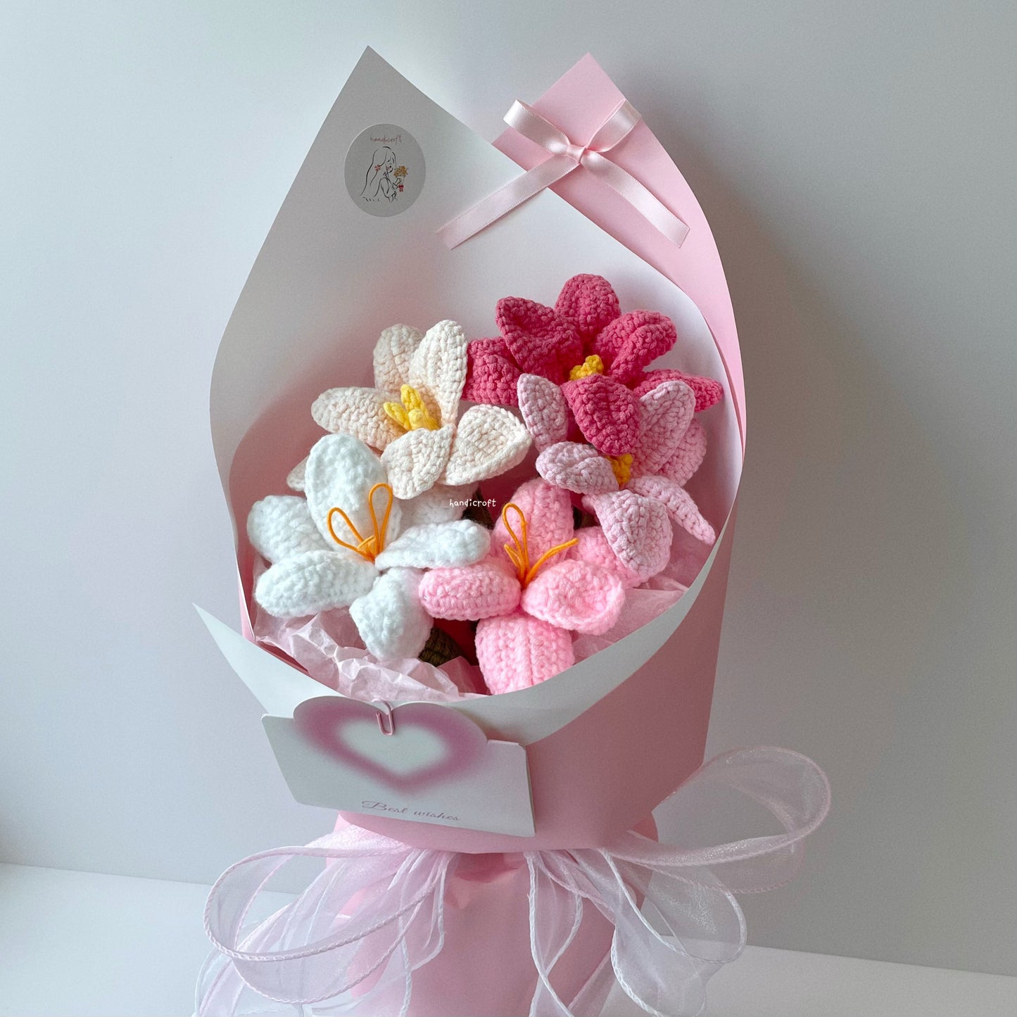 handicroft singpaore handmade crochet open tulips everlasting flower bouquet tulips in bloom pink