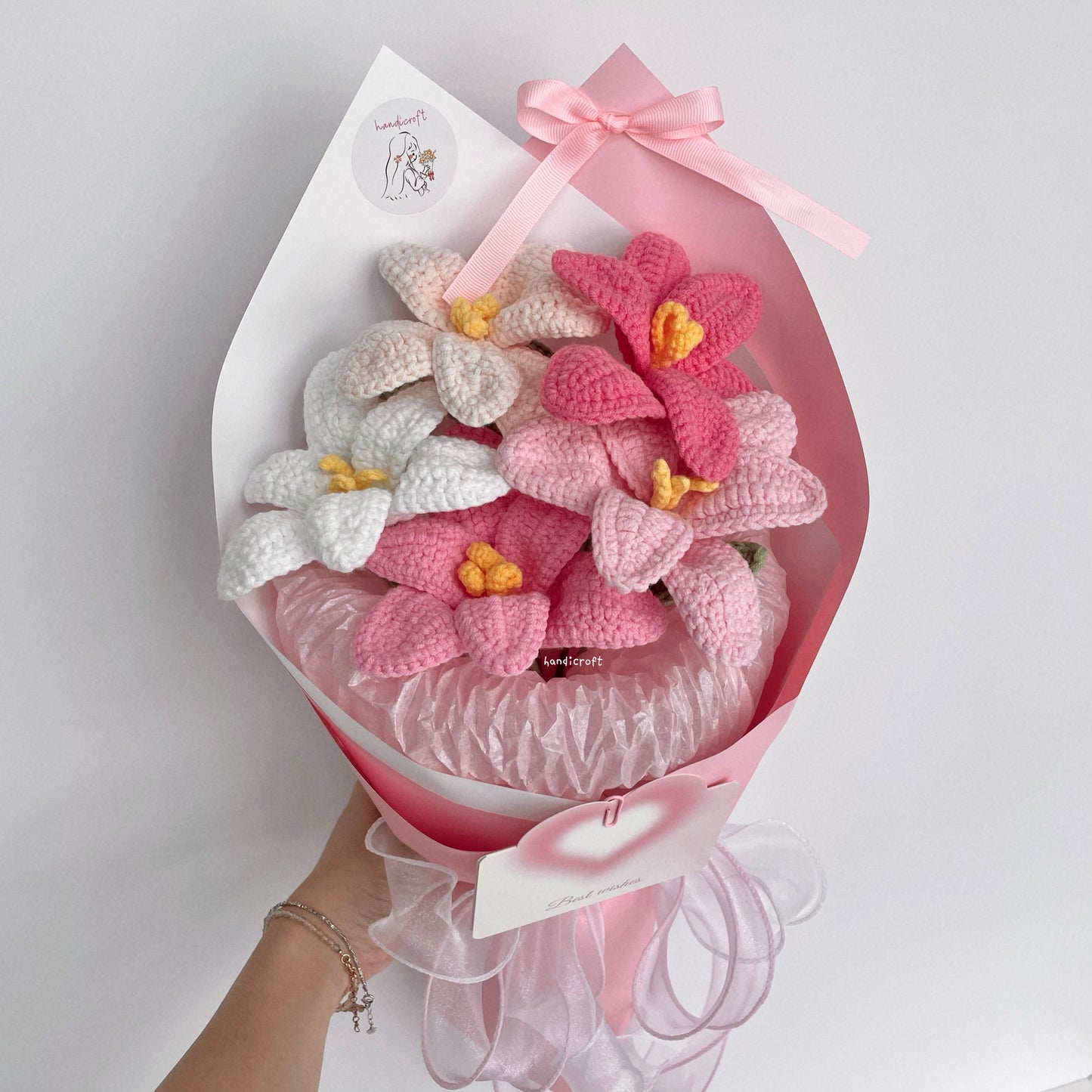 handicroft singpaore handmade crochet open tulips everlasting flower bouquet tulips in bloom pink