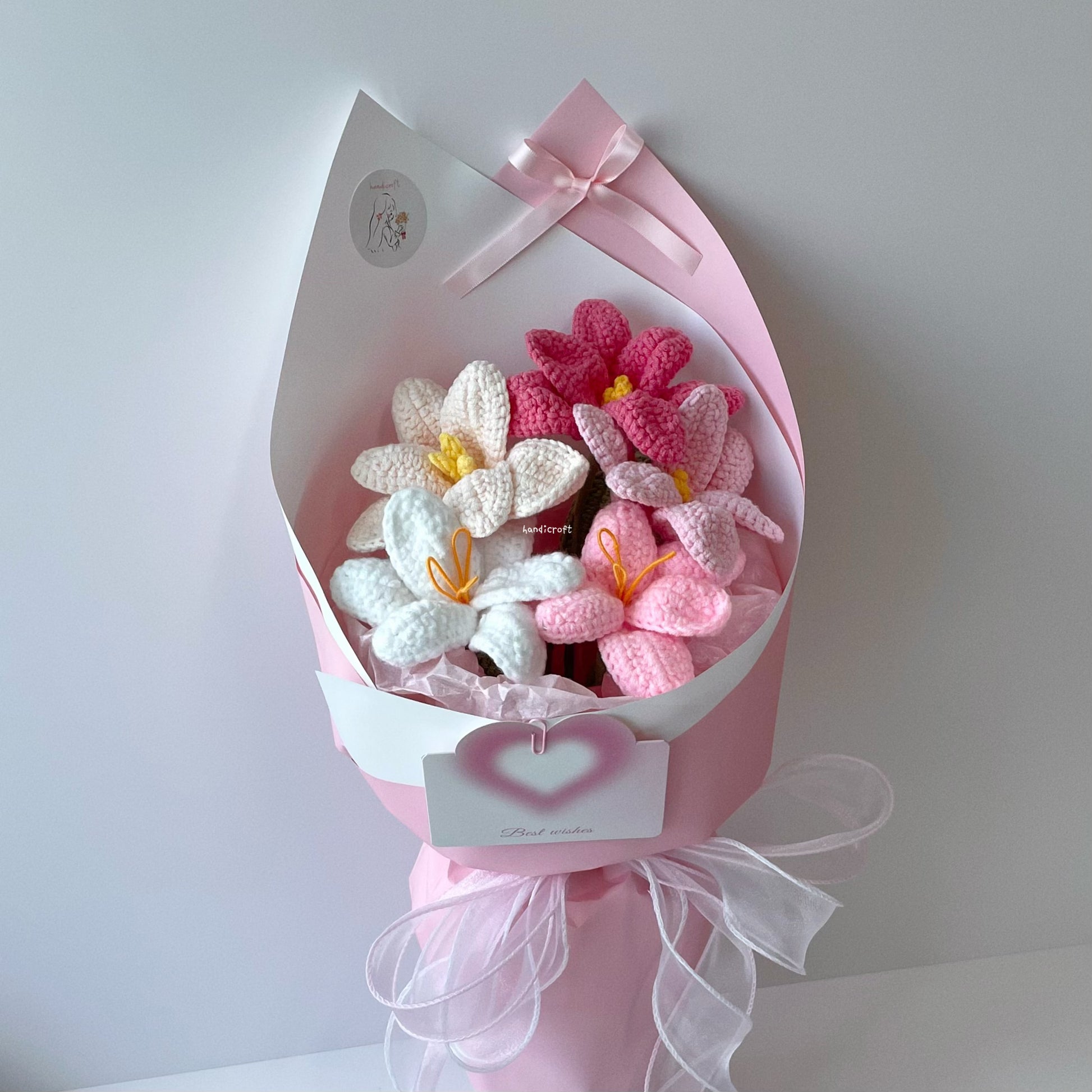 handicroft singpaore handmade crochet open tulips everlasting flower bouquet tulips in bloom pink