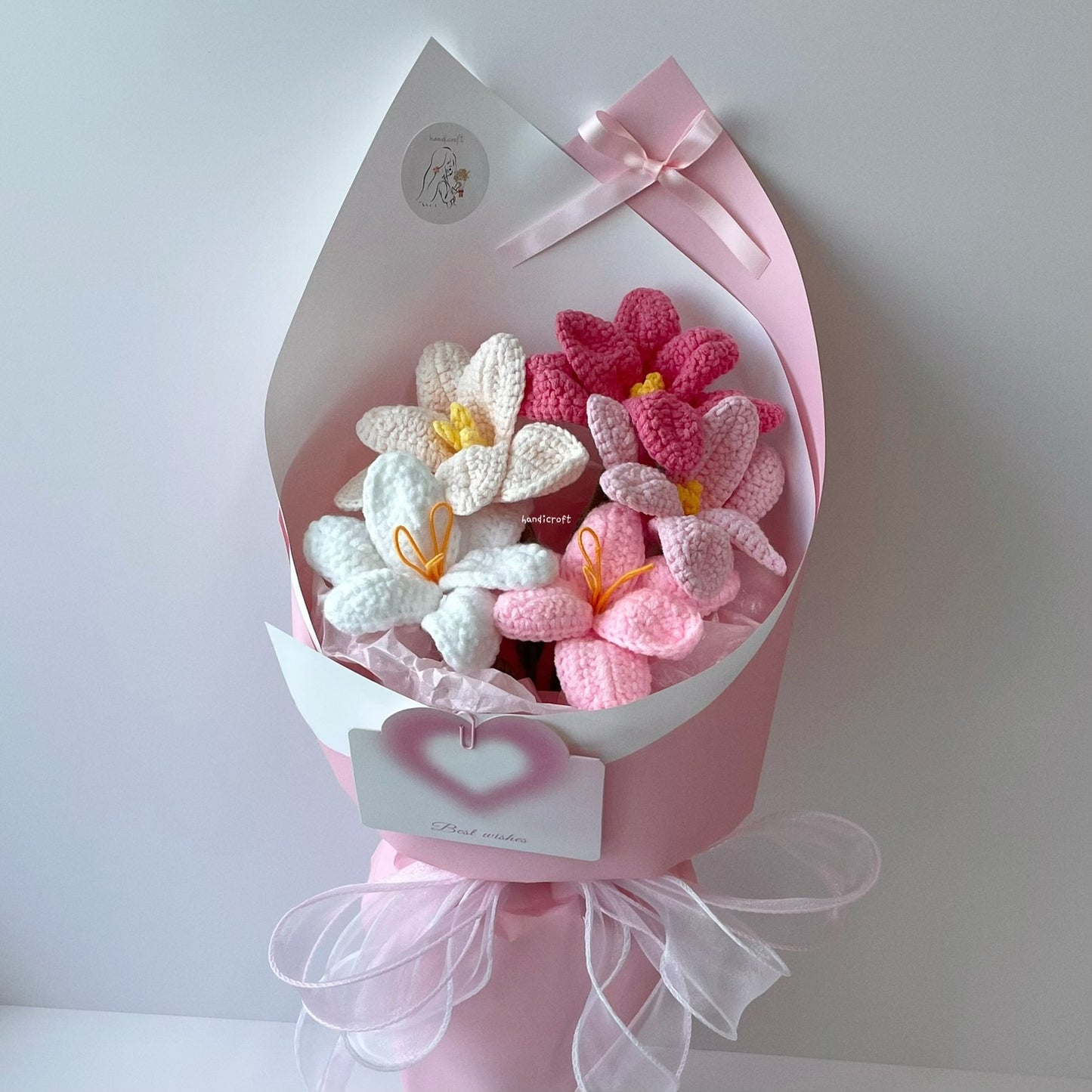 handicroft singpaore handmade crochet open tulips everlasting flower bouquet tulips in bloom pink