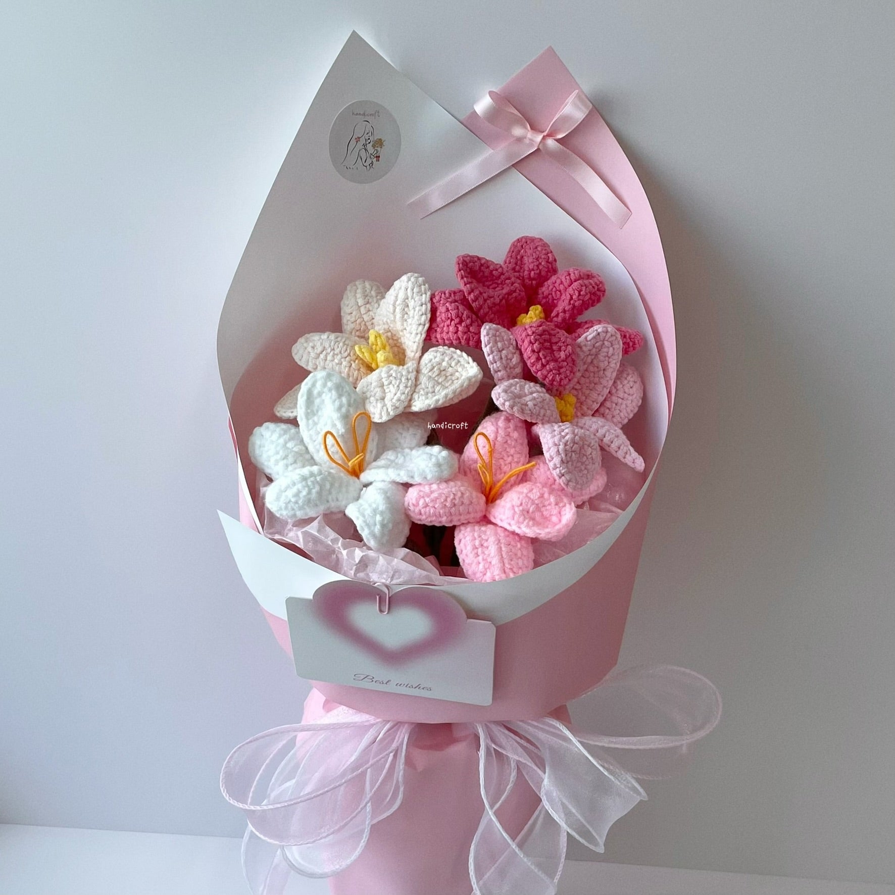 handicroft singpaore handmade crochet open tulips everlasting flower bouquet tulips in bloom pink