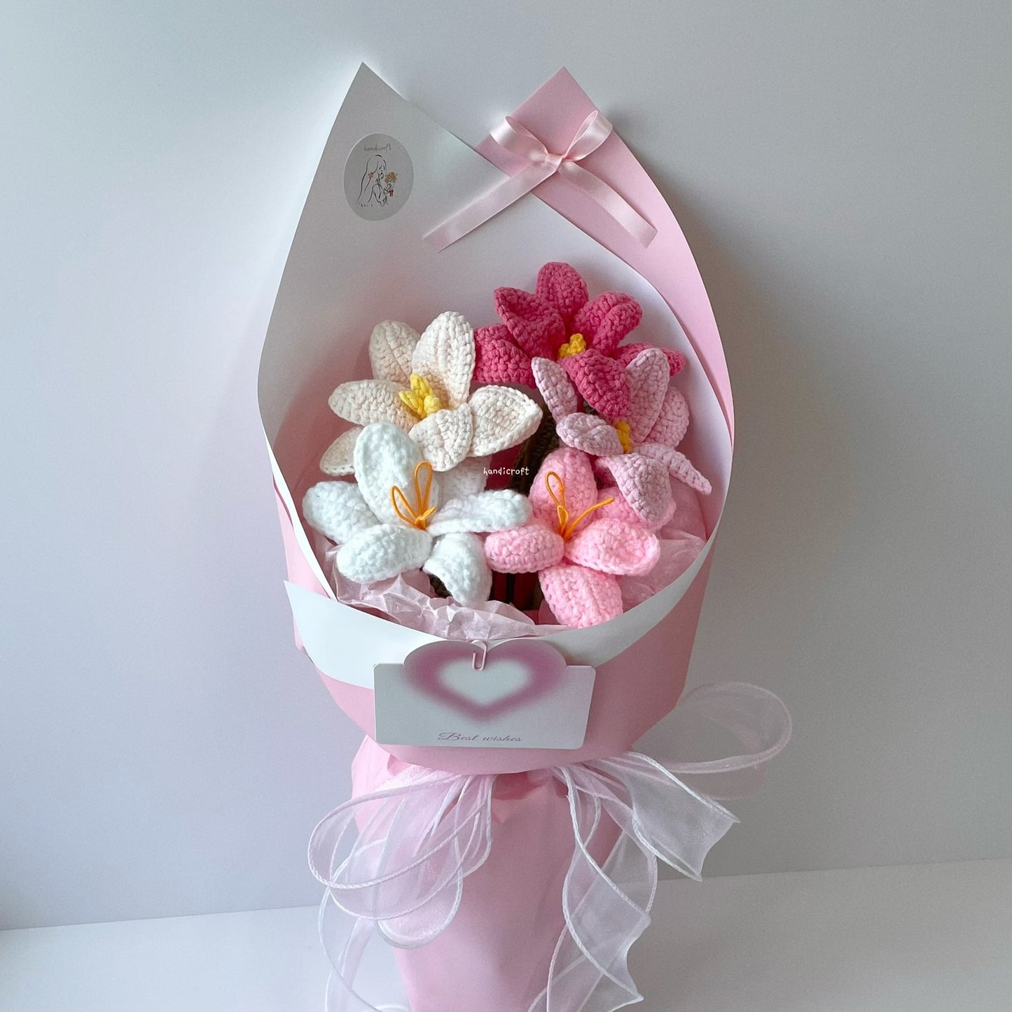 handicroft singpaore handmade crochet open tulips everlasting flower bouquet tulips in bloom pink