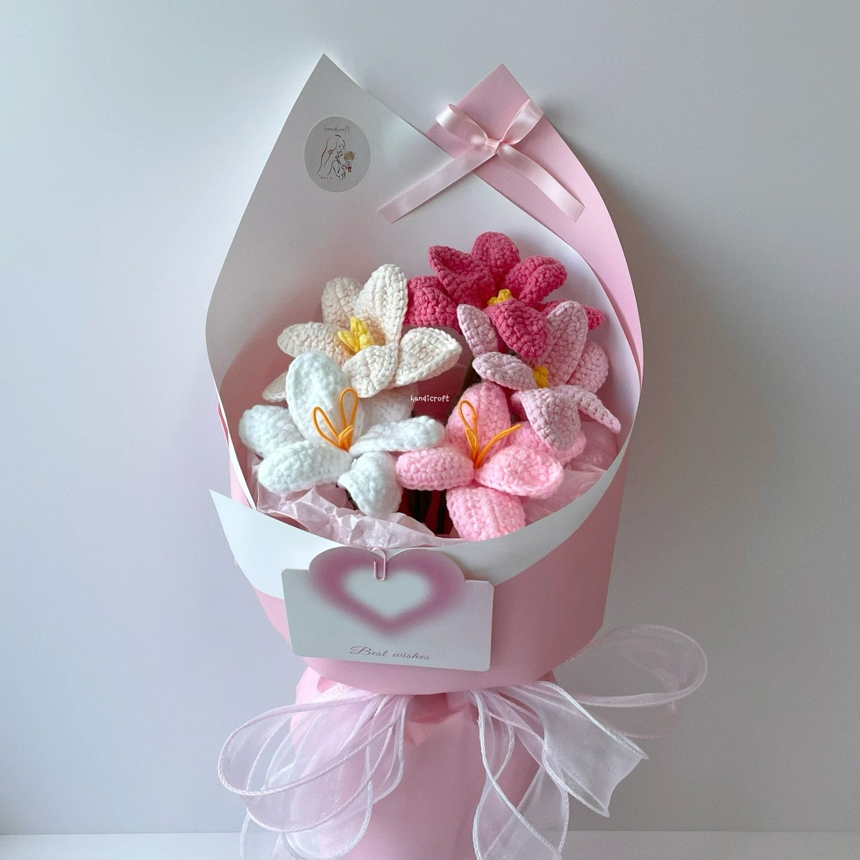 handicroft singpaore handmade crochet open tulips everlasting flower bouquet tulips in bloom pink