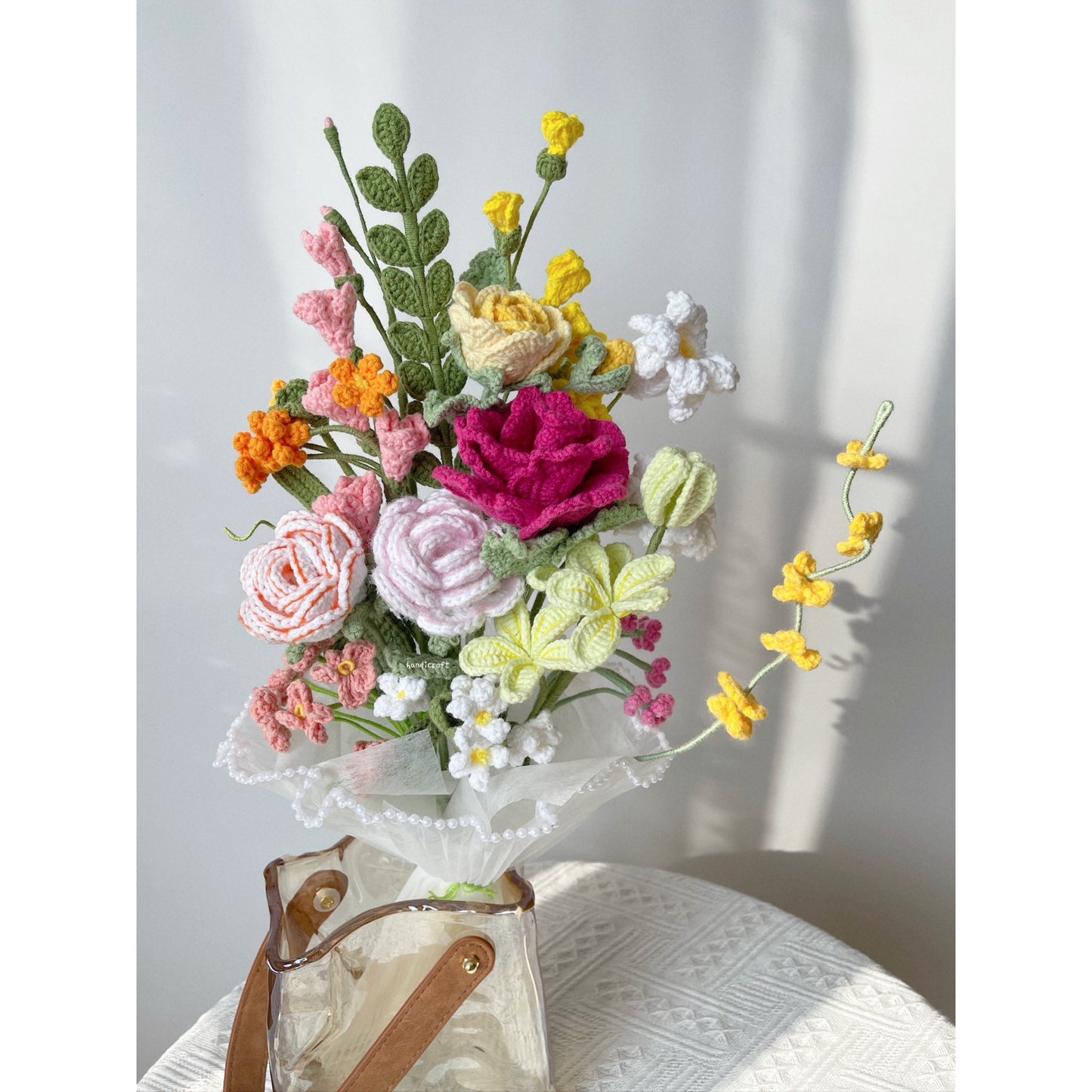 singapore handicroft crochet flower bouquet vase arrangement vase of dreams