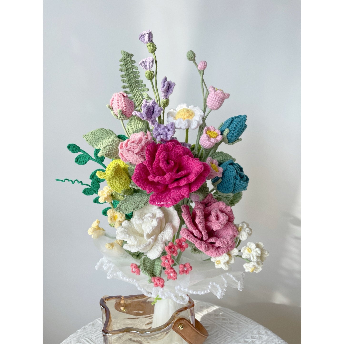 singapore handicroft crochet flower bouquet vase arrangement vase of garden