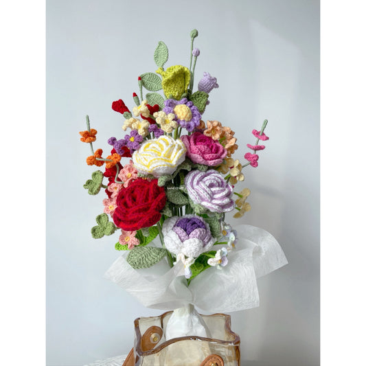 singapore handicroft crochet flower bouquet vase arrangement vase of rainbow