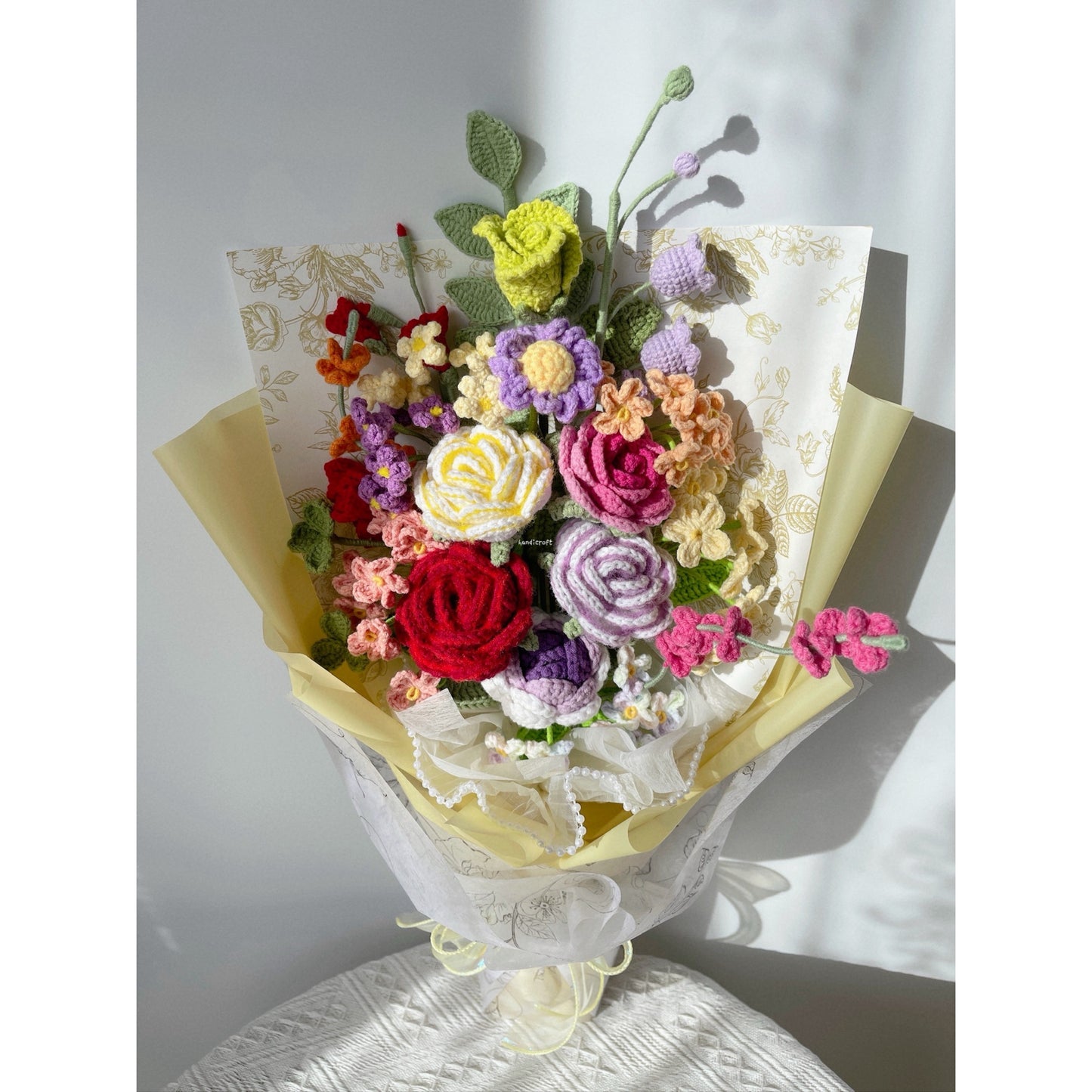 singapore handicroft crochet flower bouquet vase arrangement vase of rainbow