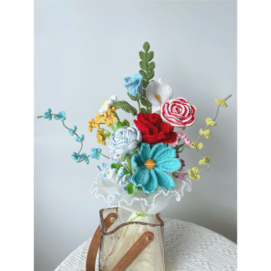 singapore handicroft crochet flower bouquet vase arrangement vase of sky