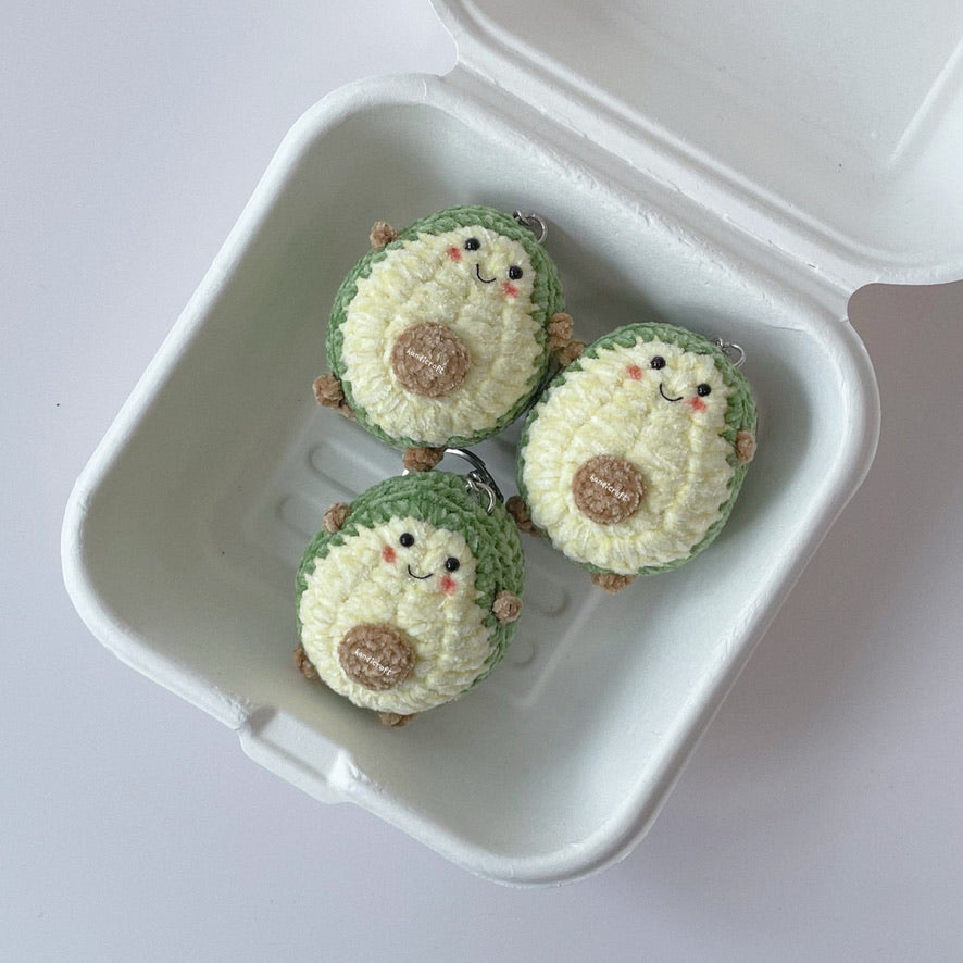 singapore handicroft handmade crochet avocado character amigurumi keychain